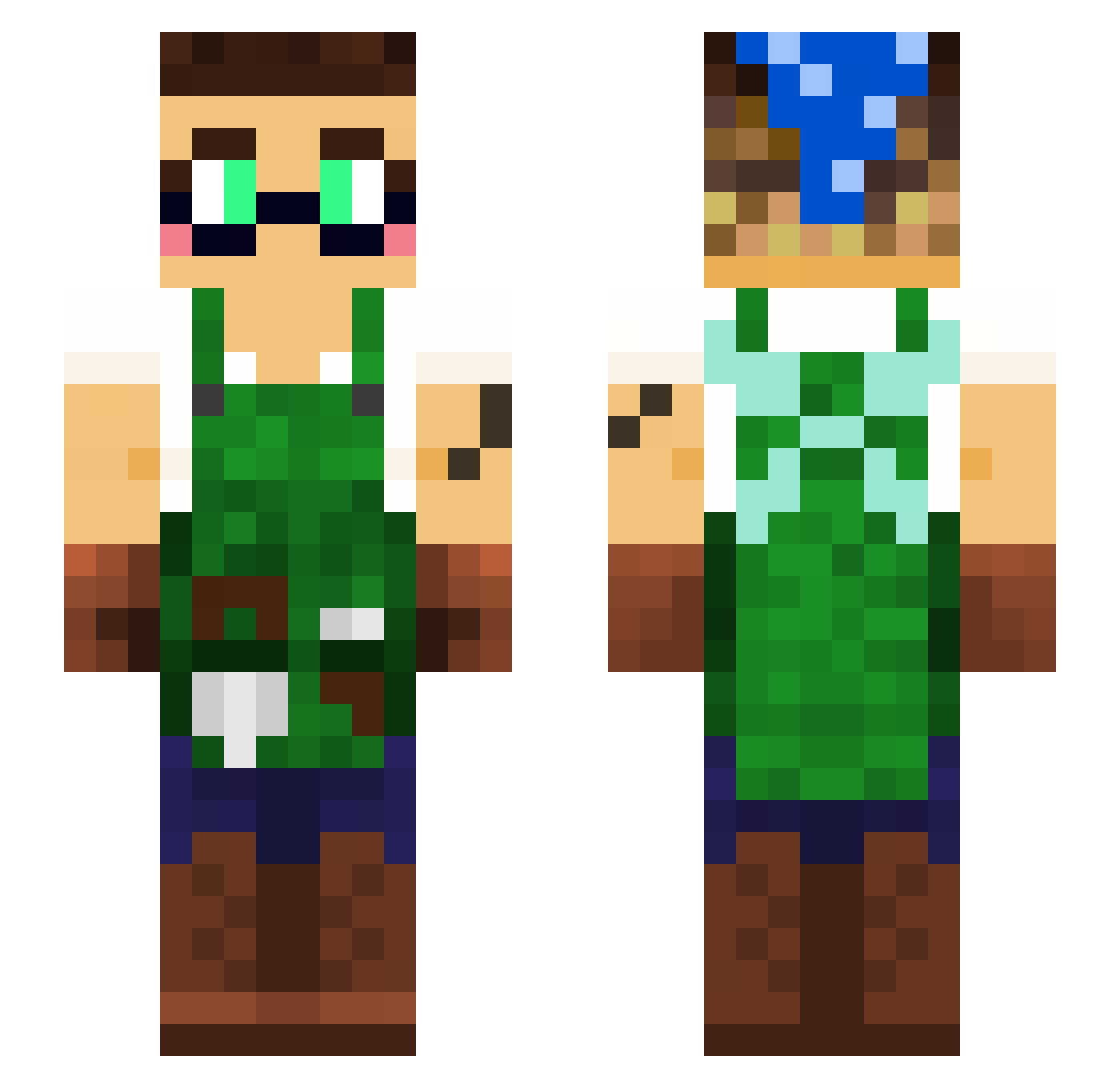 DrinkQT Minecraft skin, front and back view