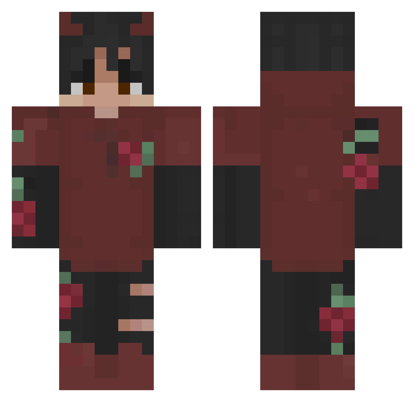 WitheredSync Minecraft skin, front and back view