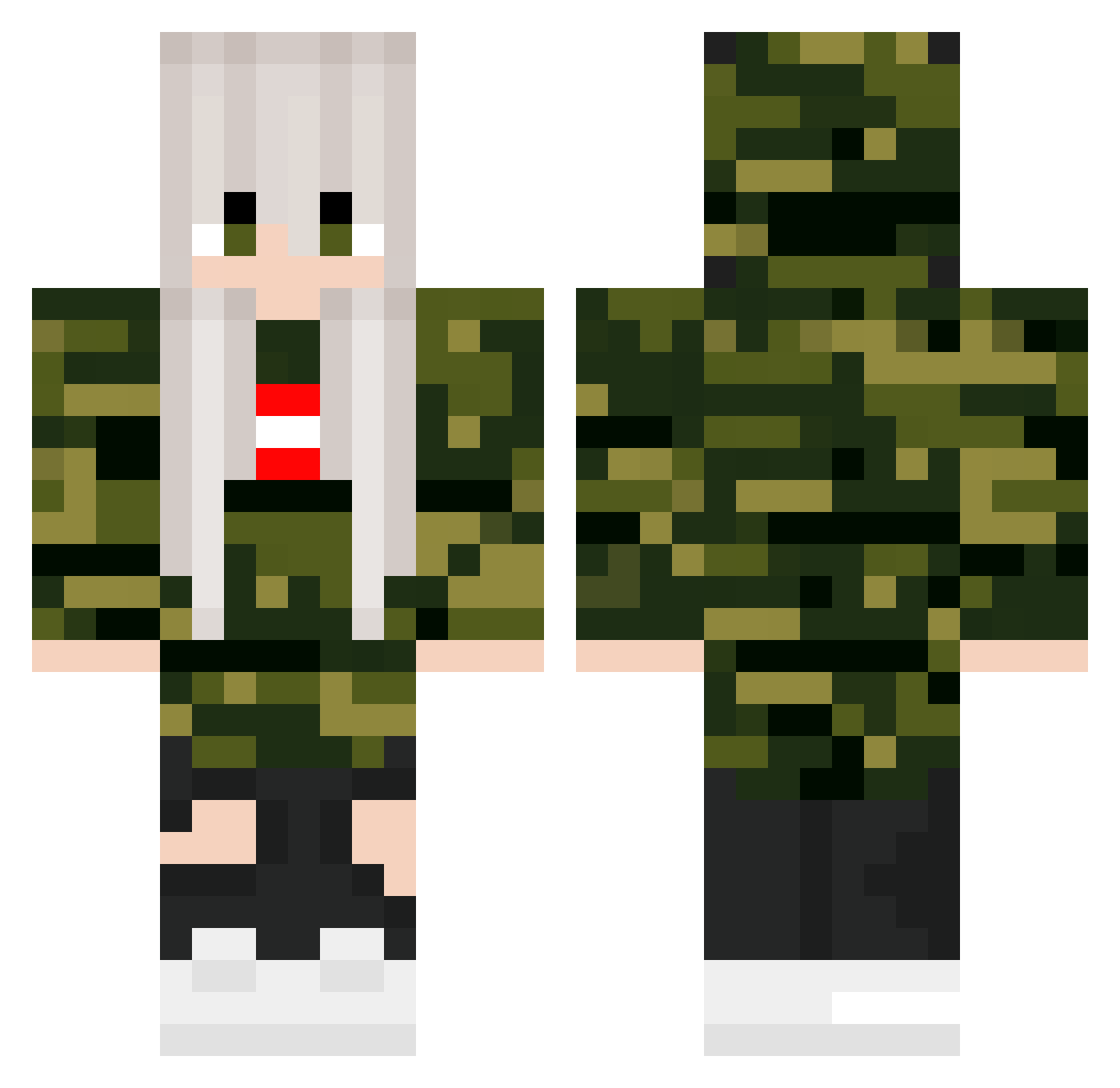SraCali Minecraft skin, front and back view