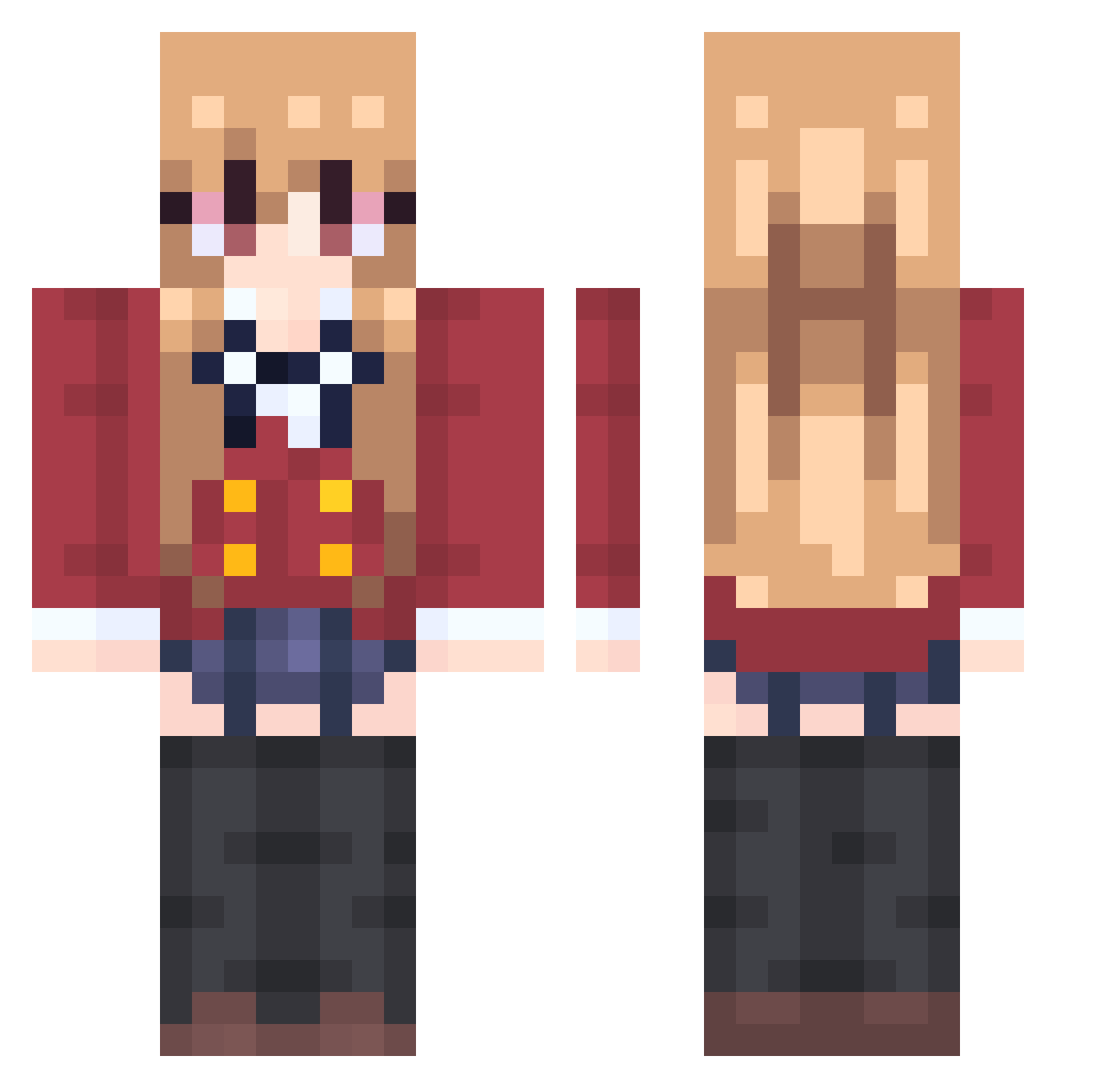 JustThatPerson Minecraft skin, front and back view