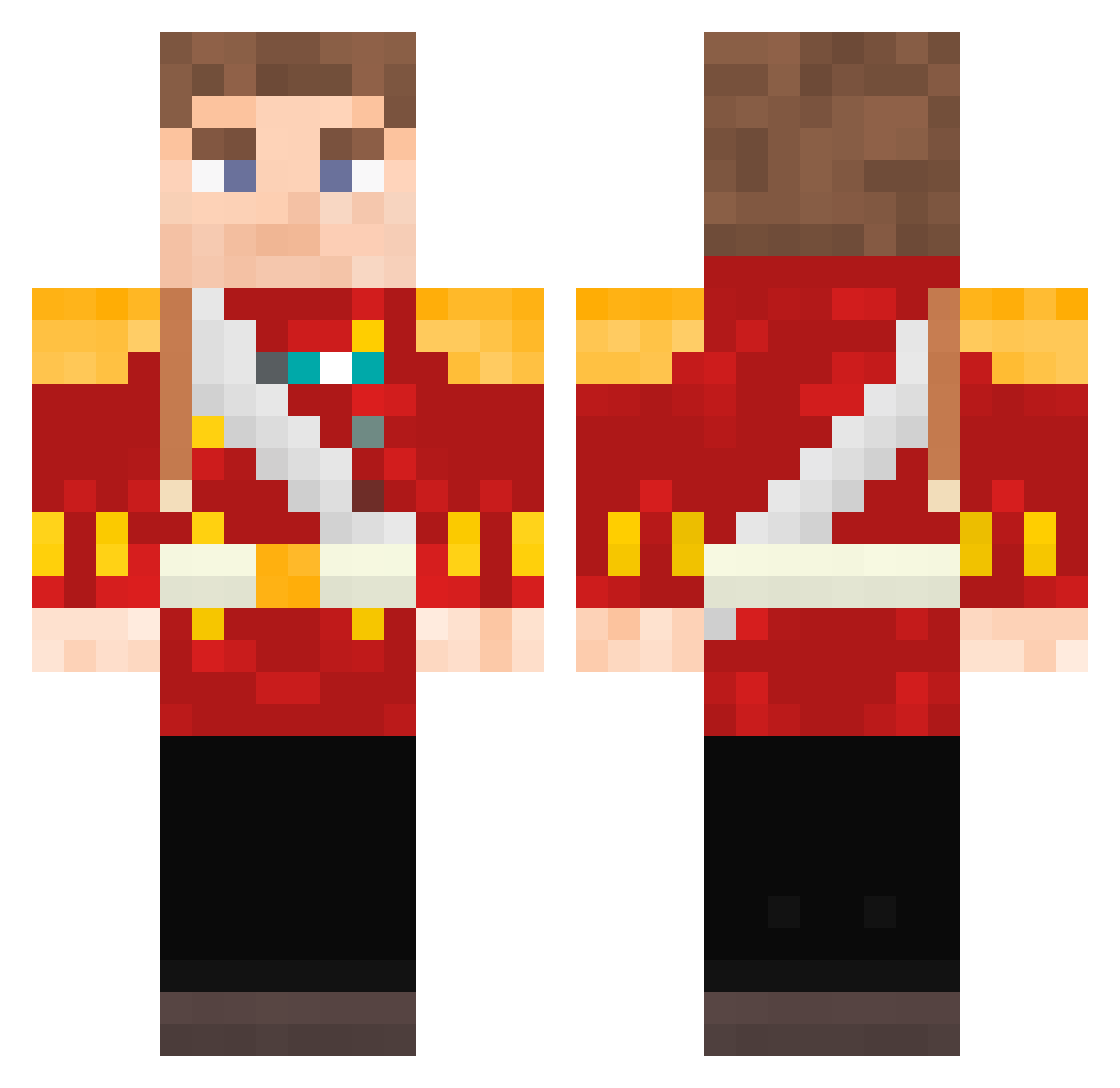 RidingTiger Minecraft skin, front and back view