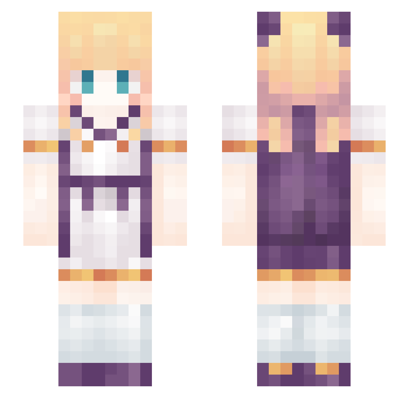 Furina_for_all Minecraft skin, front and back view
