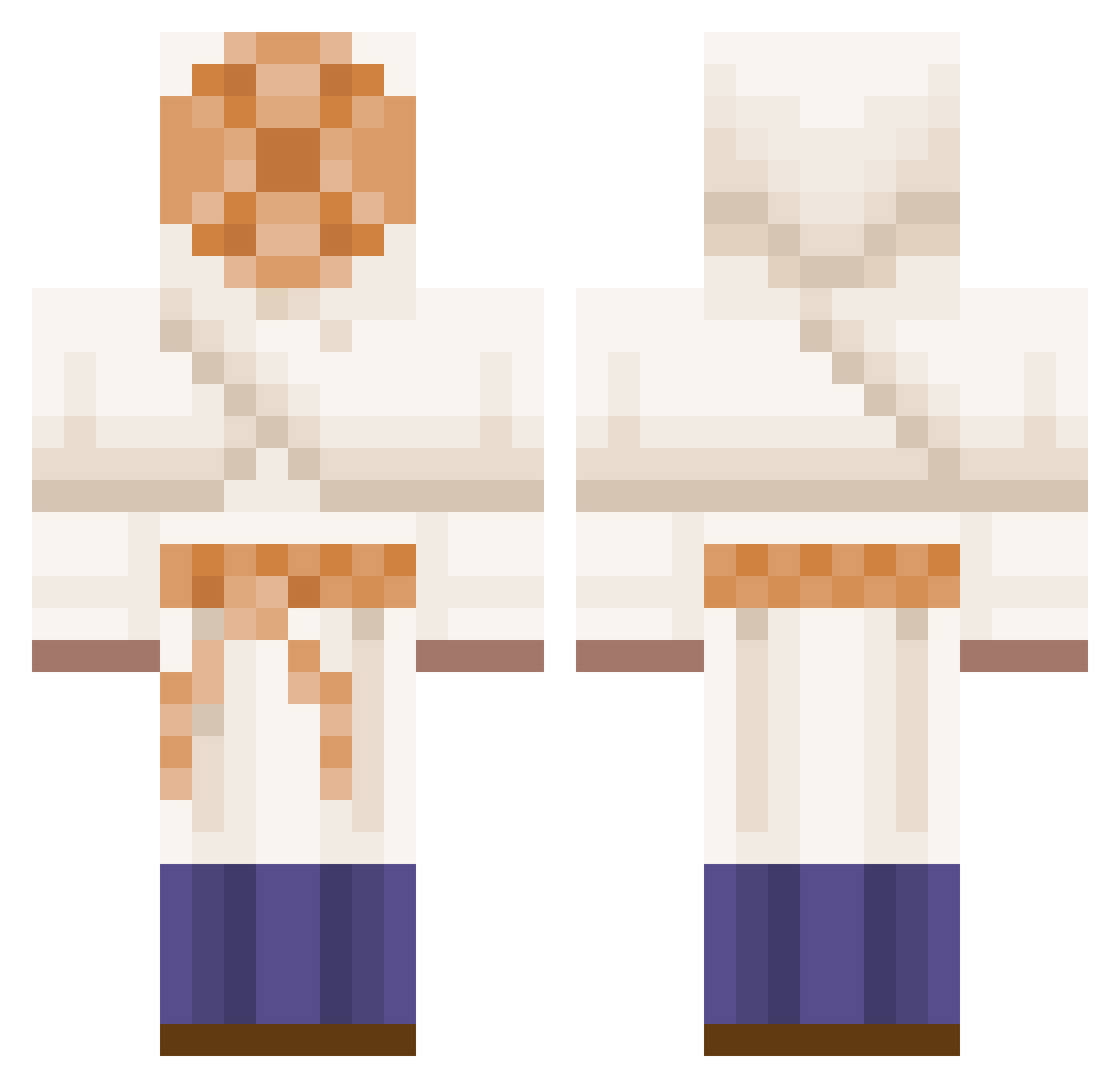 Platysquid Minecraft skin, front and back view