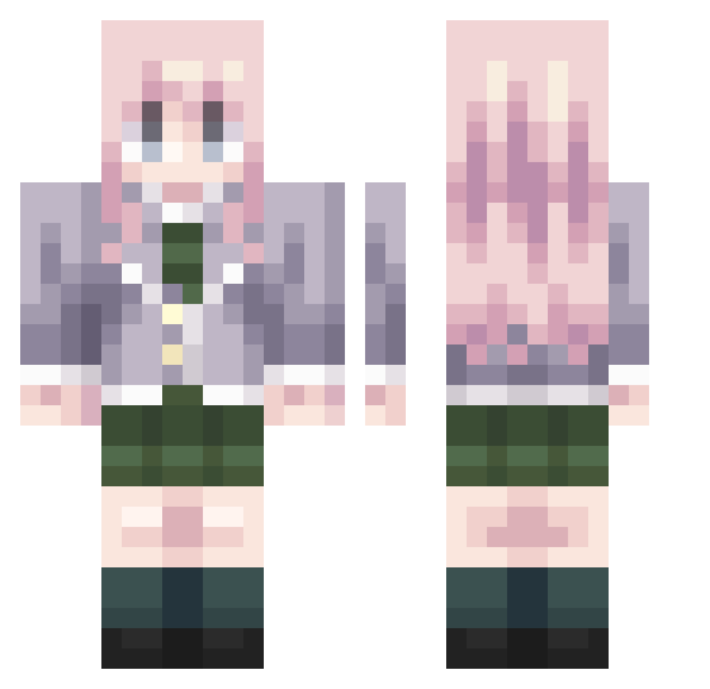 loststation Minecraft skin, front and back view