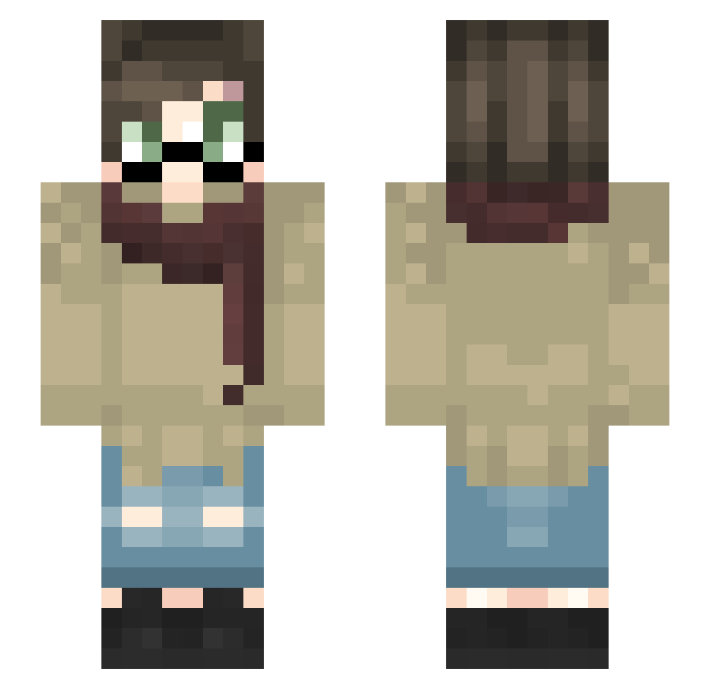 RyceGames Minecraft skin, front and back view