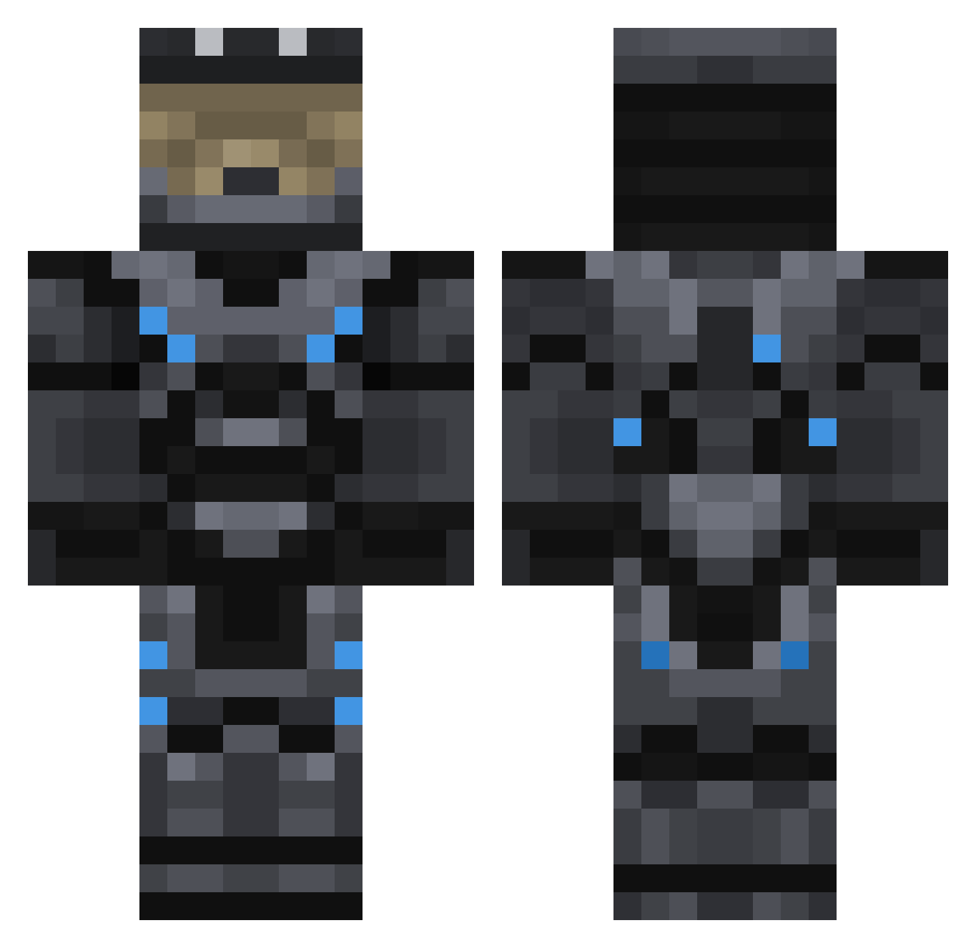 rhyjago Minecraft skin, front and back view