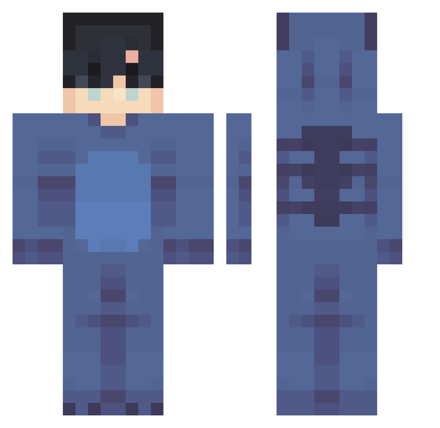 1nzo Minecraft skin, front and back view