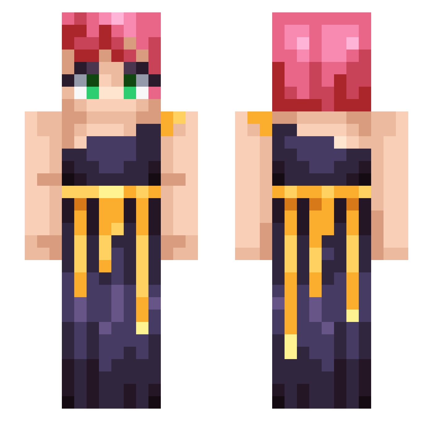 s3lfish Minecraft skin, front and back view