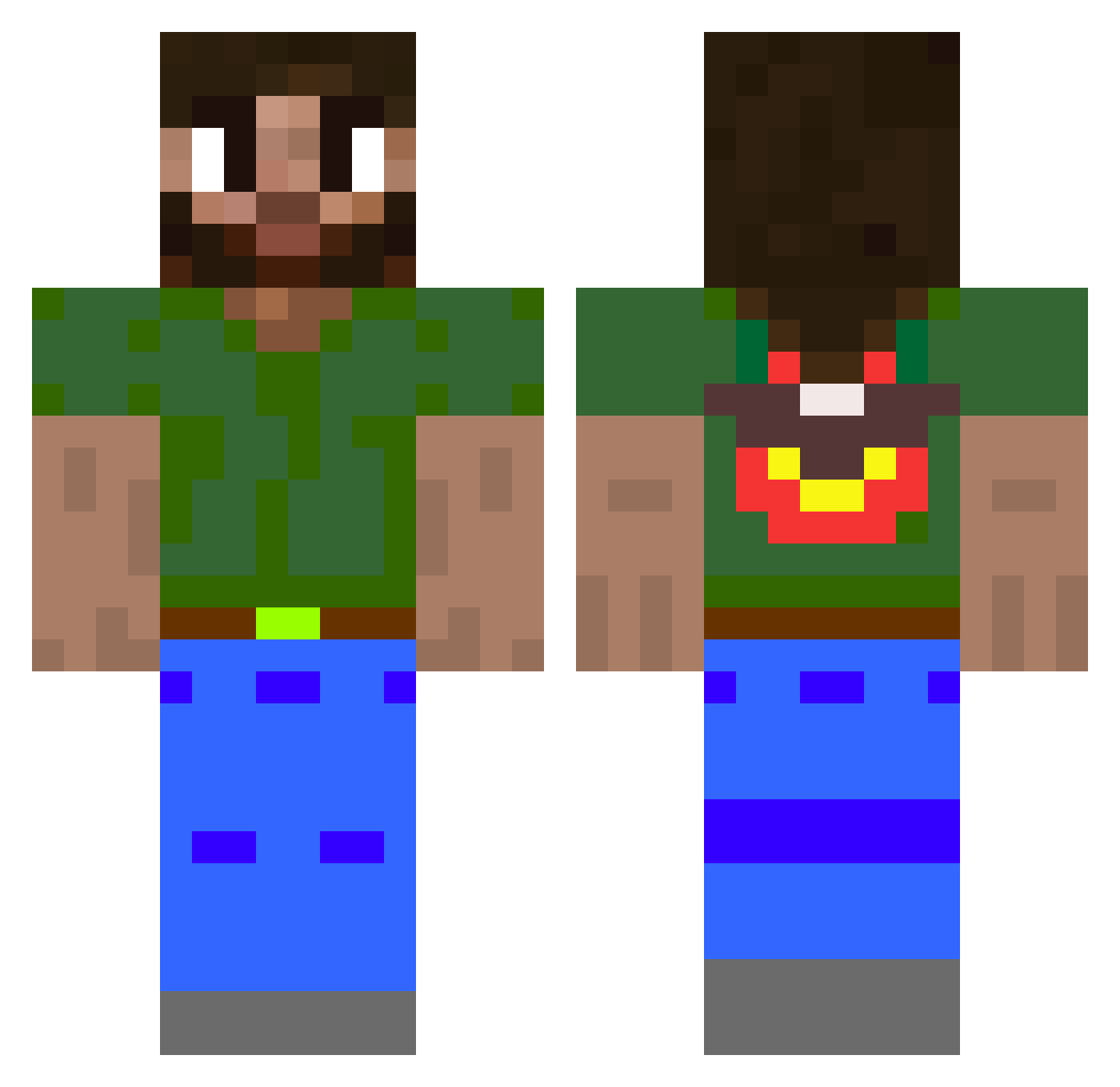 Wote Minecraft skin, front and back view