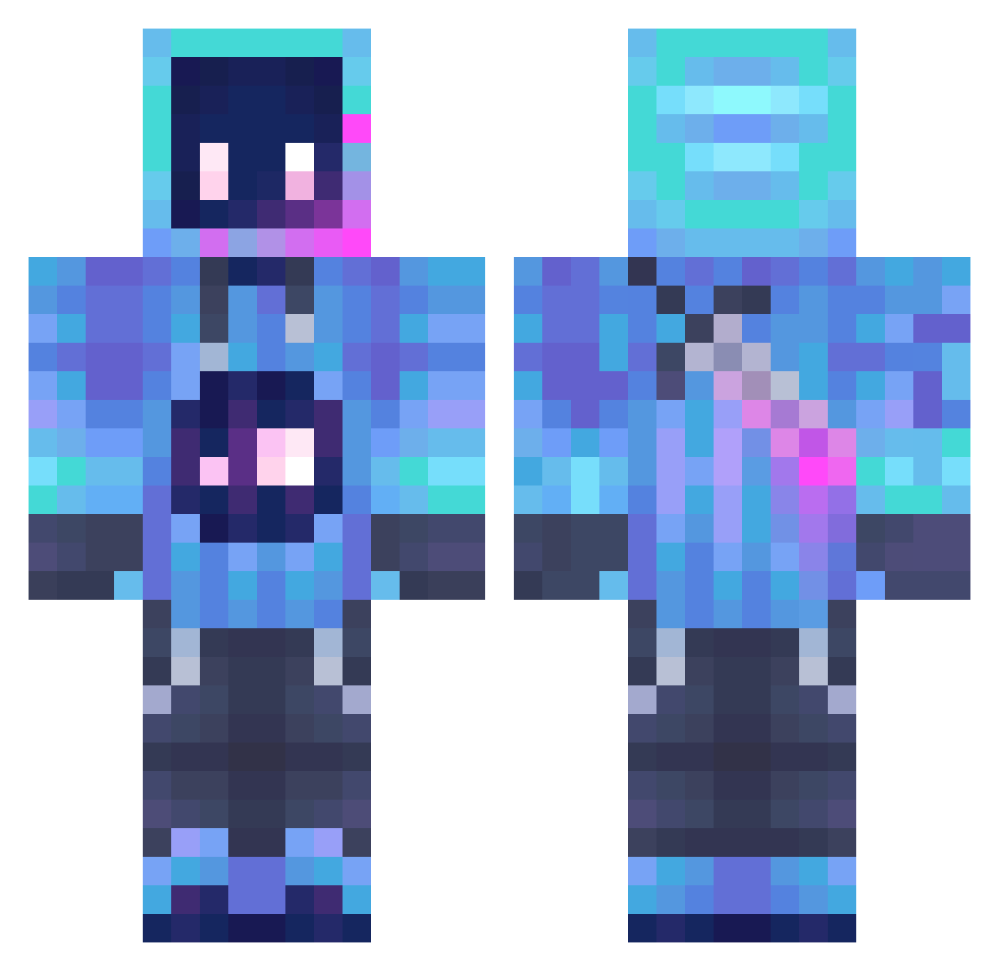 StyleYM Minecraft skin, front and back view