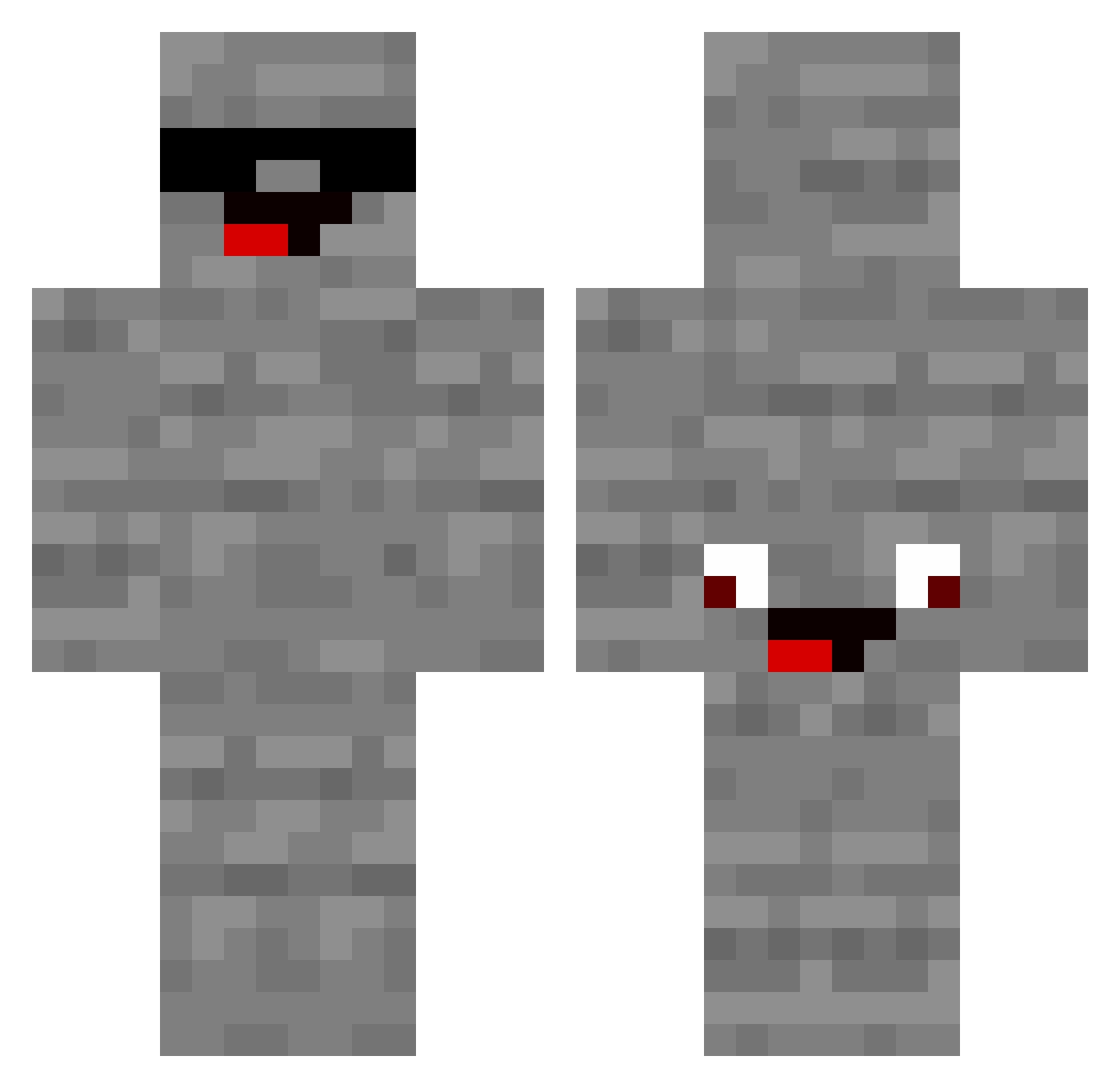 Alphastein Minecraft skin, front and back view