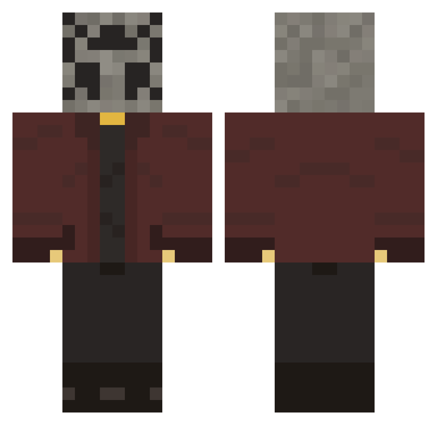 Captaigne Minecraft skin, front and back view
