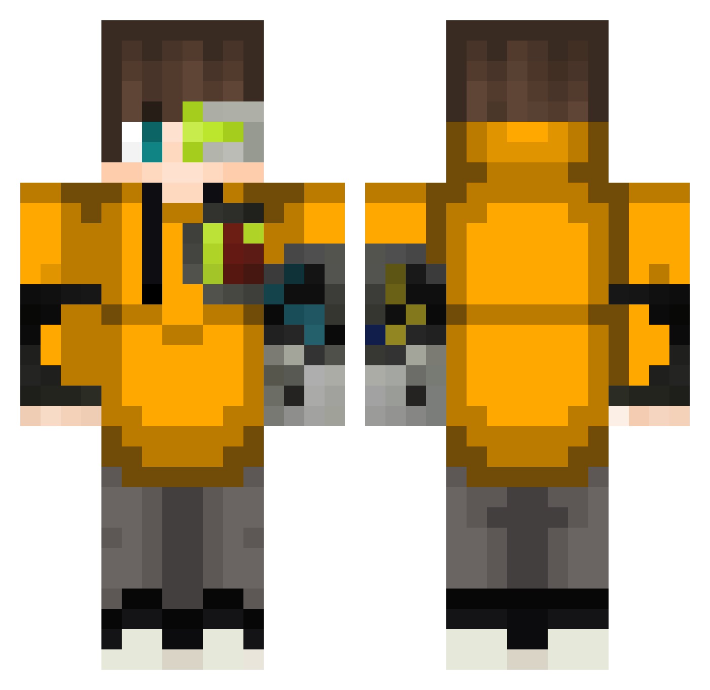 MamaMiaPT Minecraft skin, front and back view