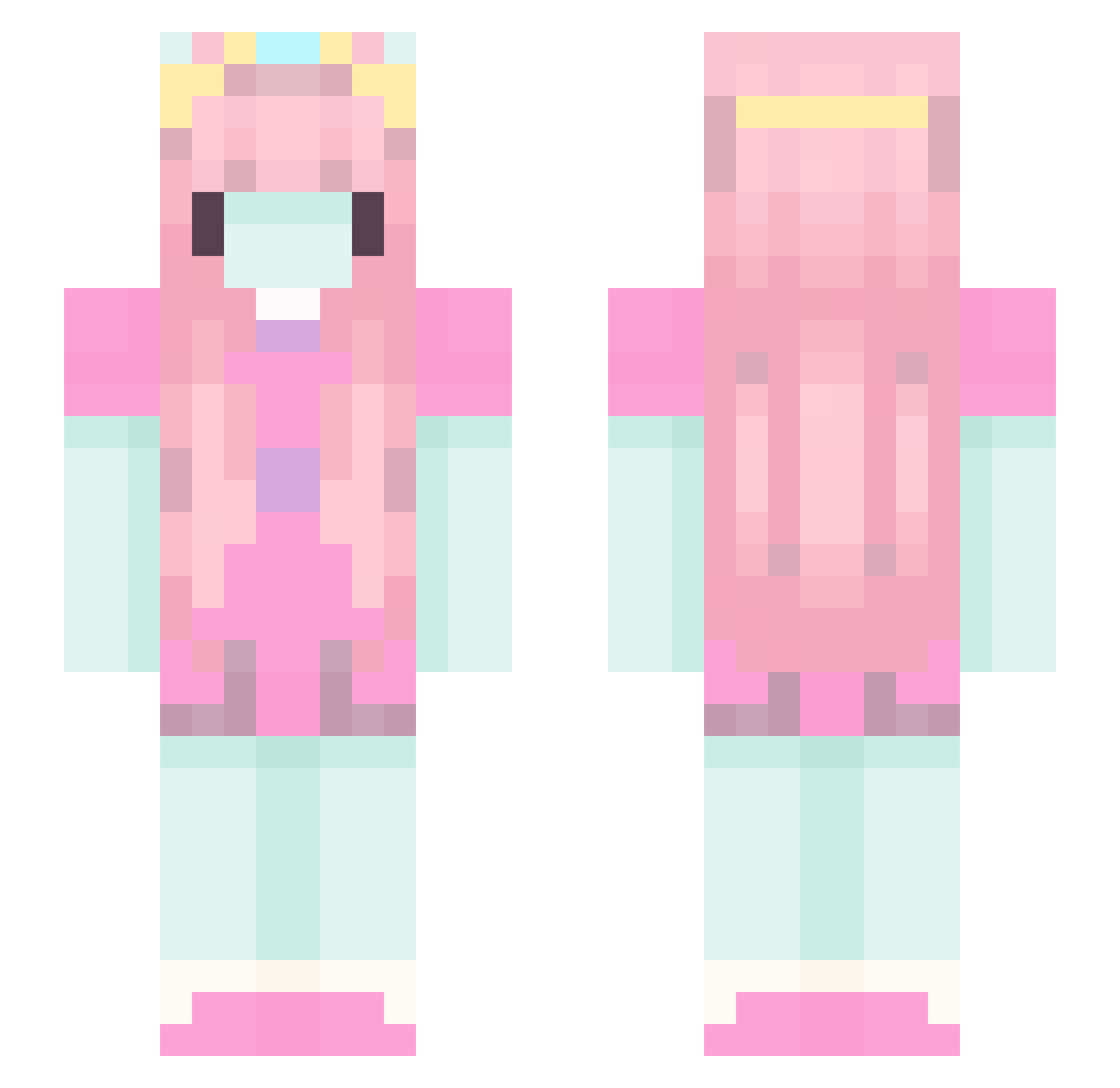 rarebae Minecraft skin, front and back view