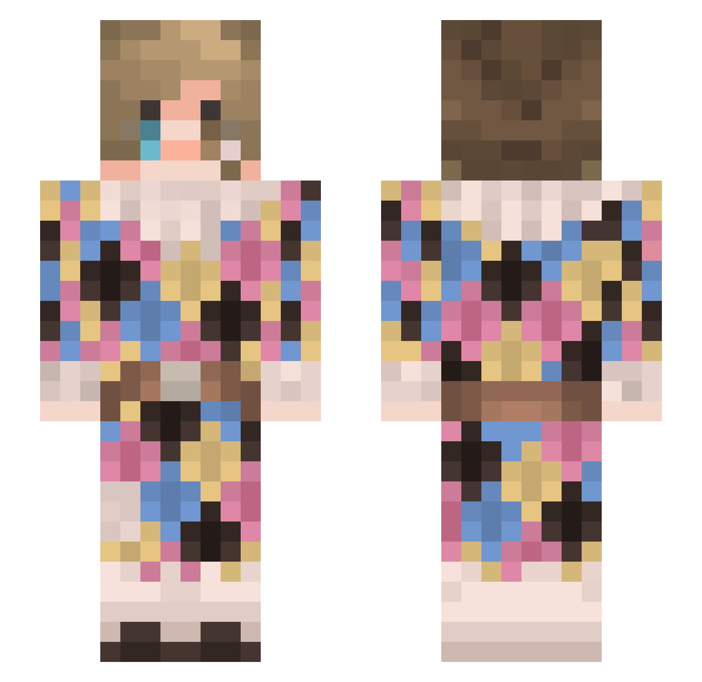 cinnabad Minecraft skin, front and back view