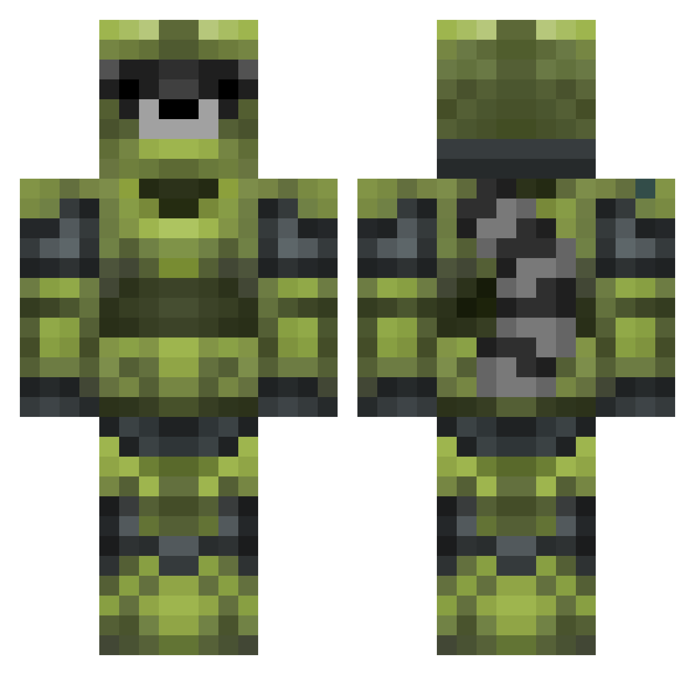 Racoon420 Minecraft skin, front and back view