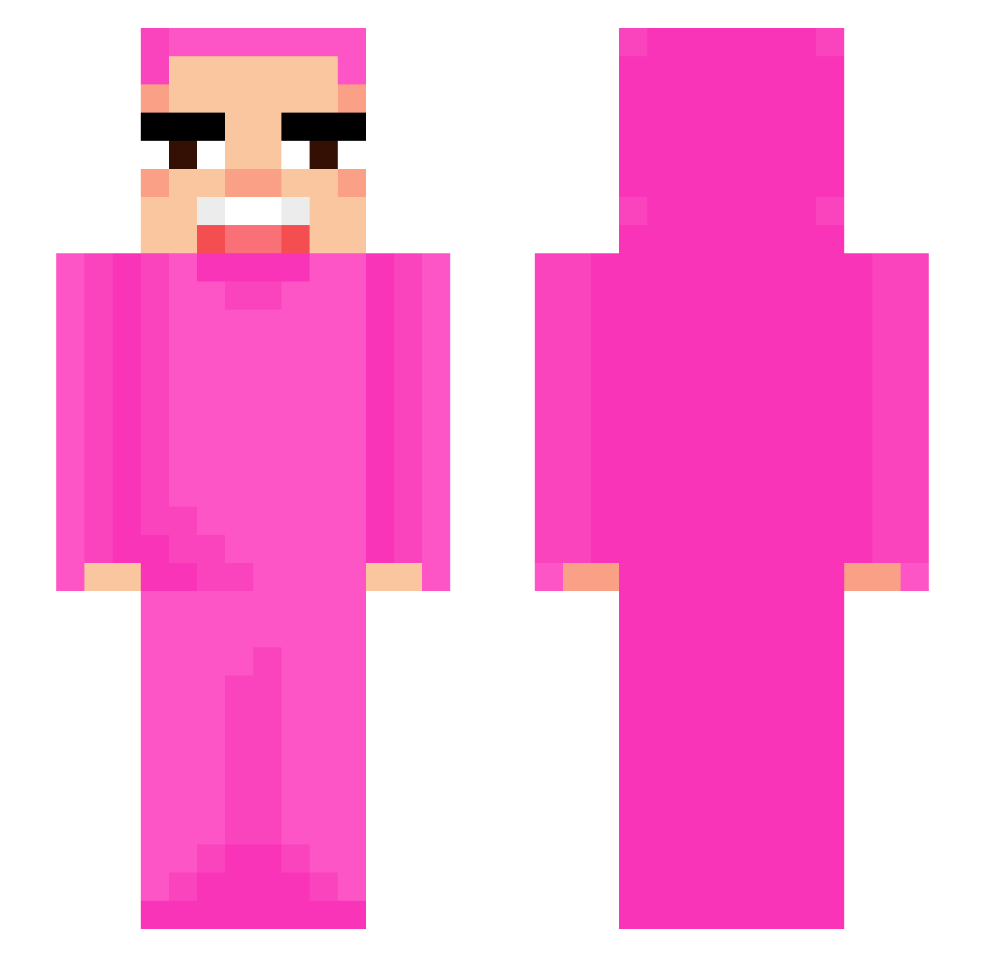 PizzaPls Minecraft skin, front and back view