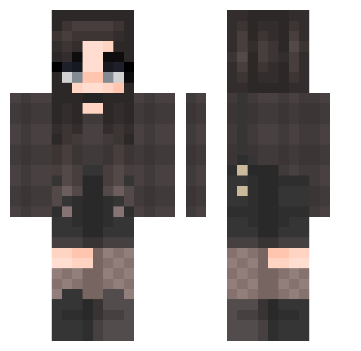 R3DM00N Minecraft skin, front and back view