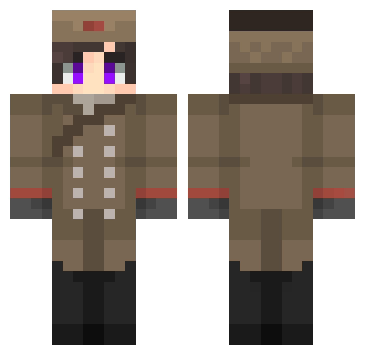 NOCOPYR Minecraft skin, front and back view