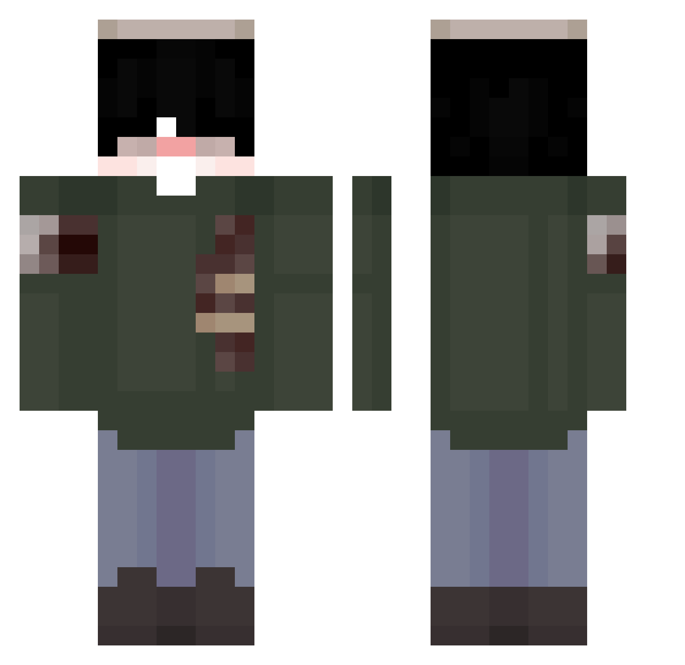 shinasobaa Minecraft skin, front and back view