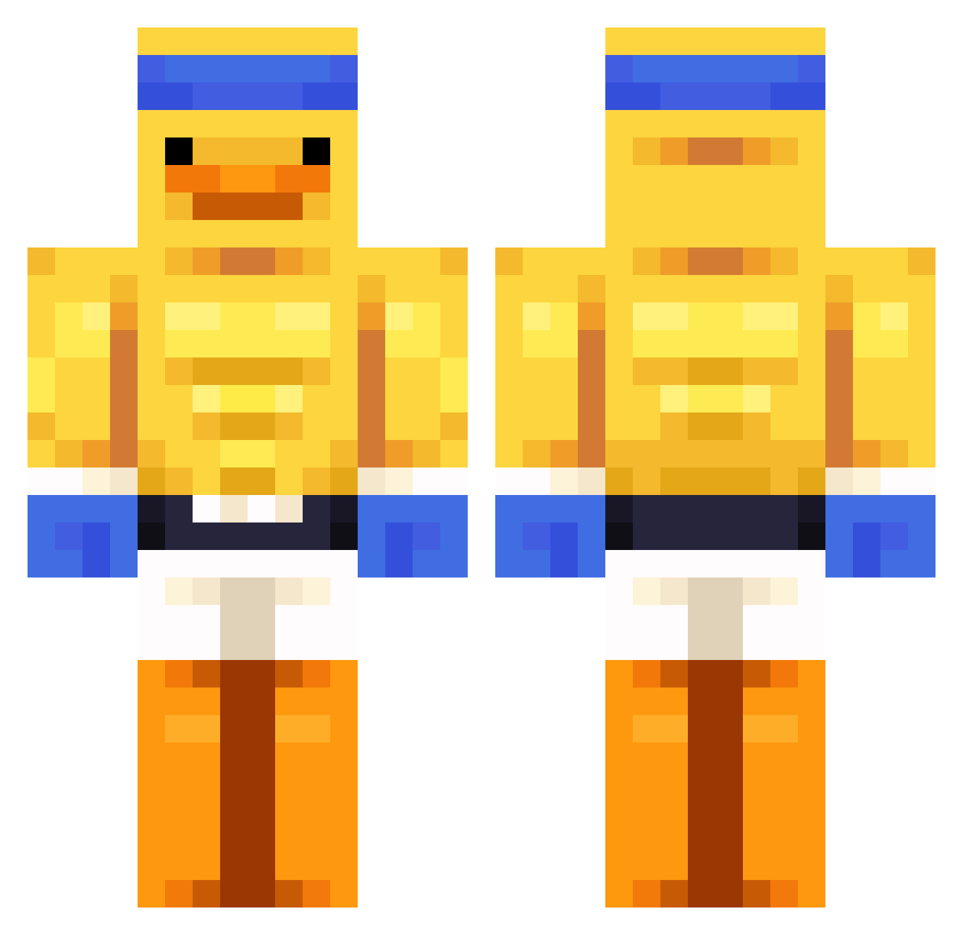 NullptrBot Minecraft skin, front and back view