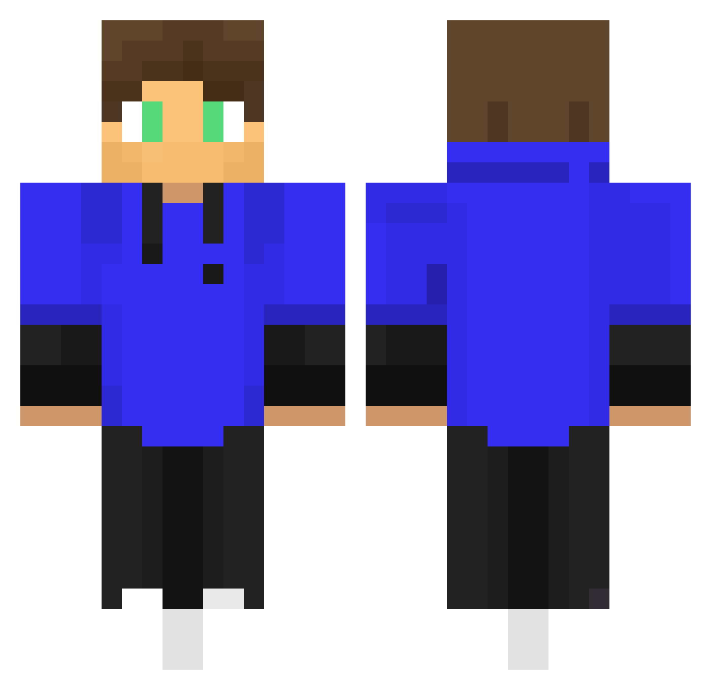 Roadbi Minecraft skin, front and back view
