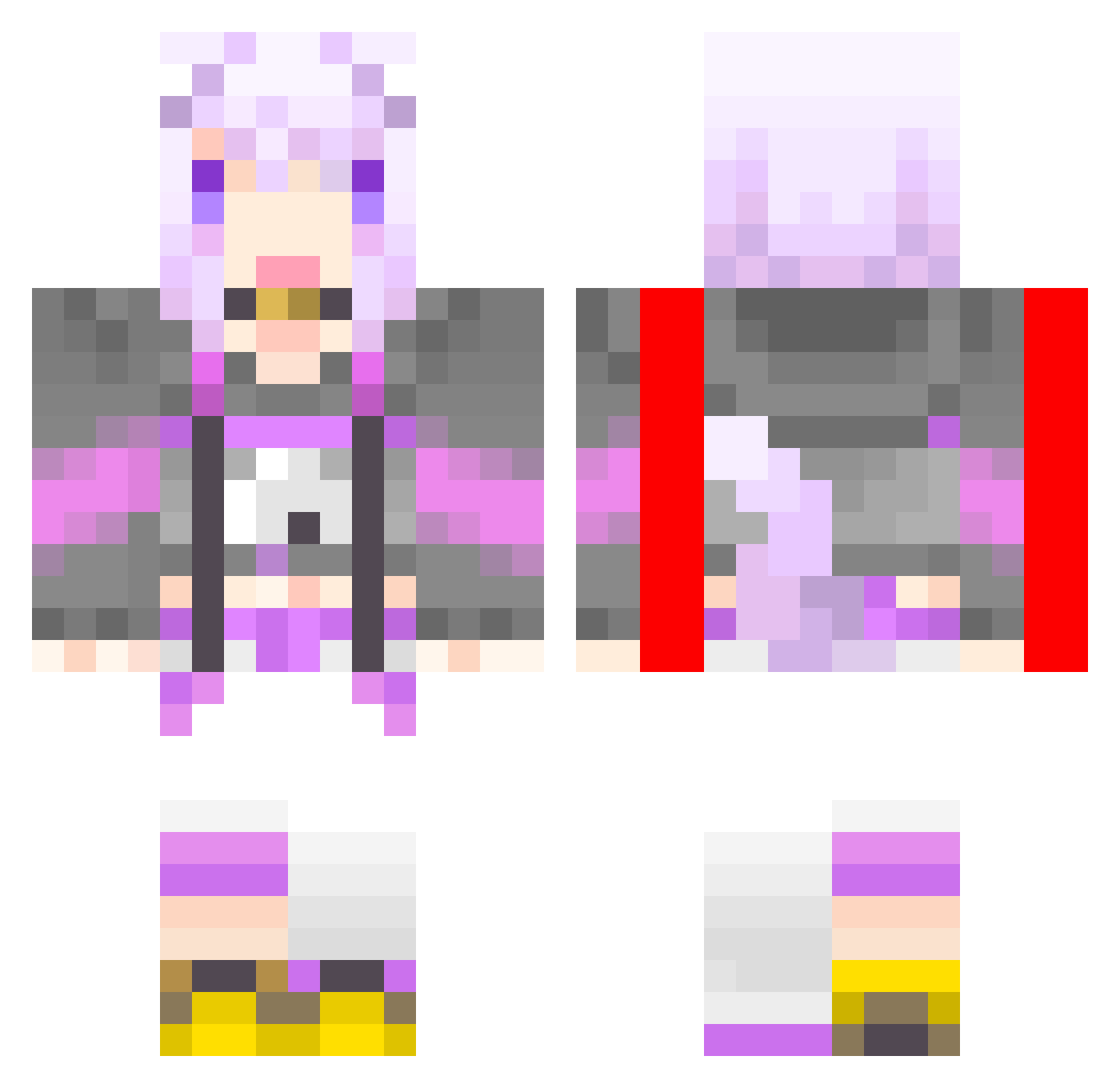 sharpnia Minecraft skin, front and back view