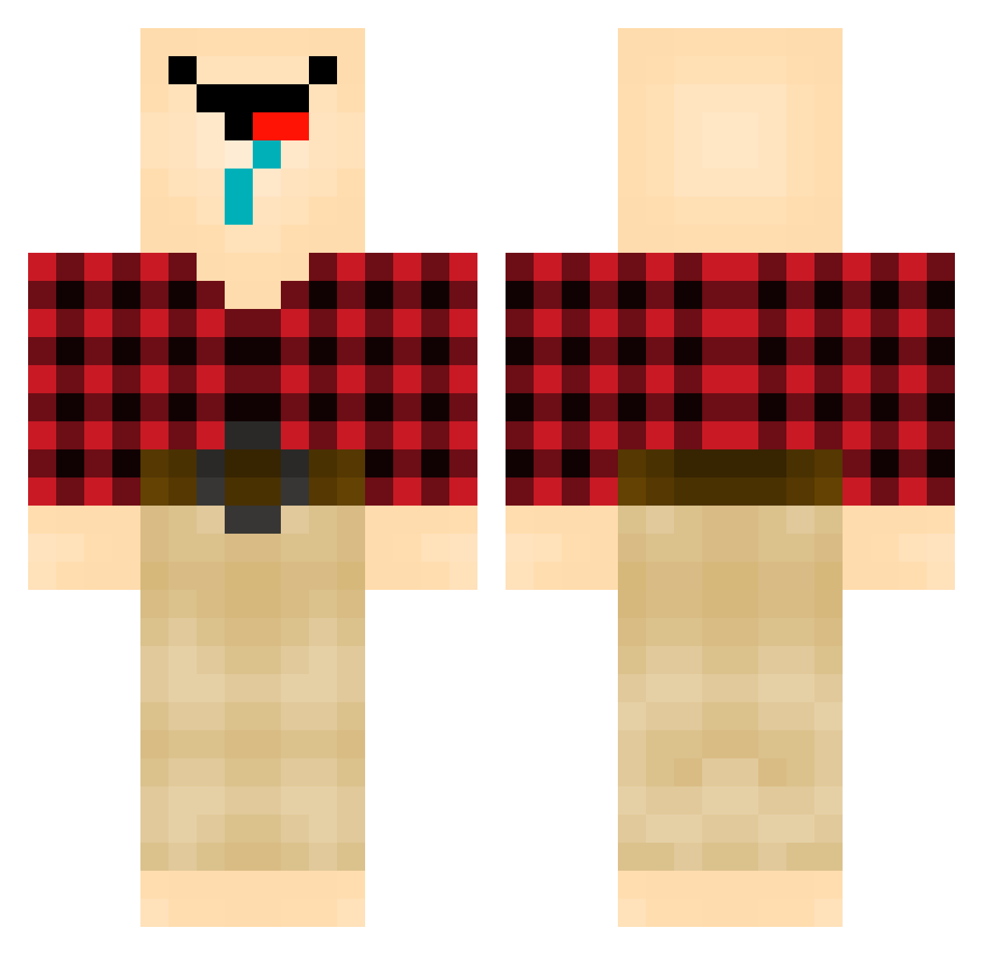 Butternubzzz Minecraft skin, front and back view