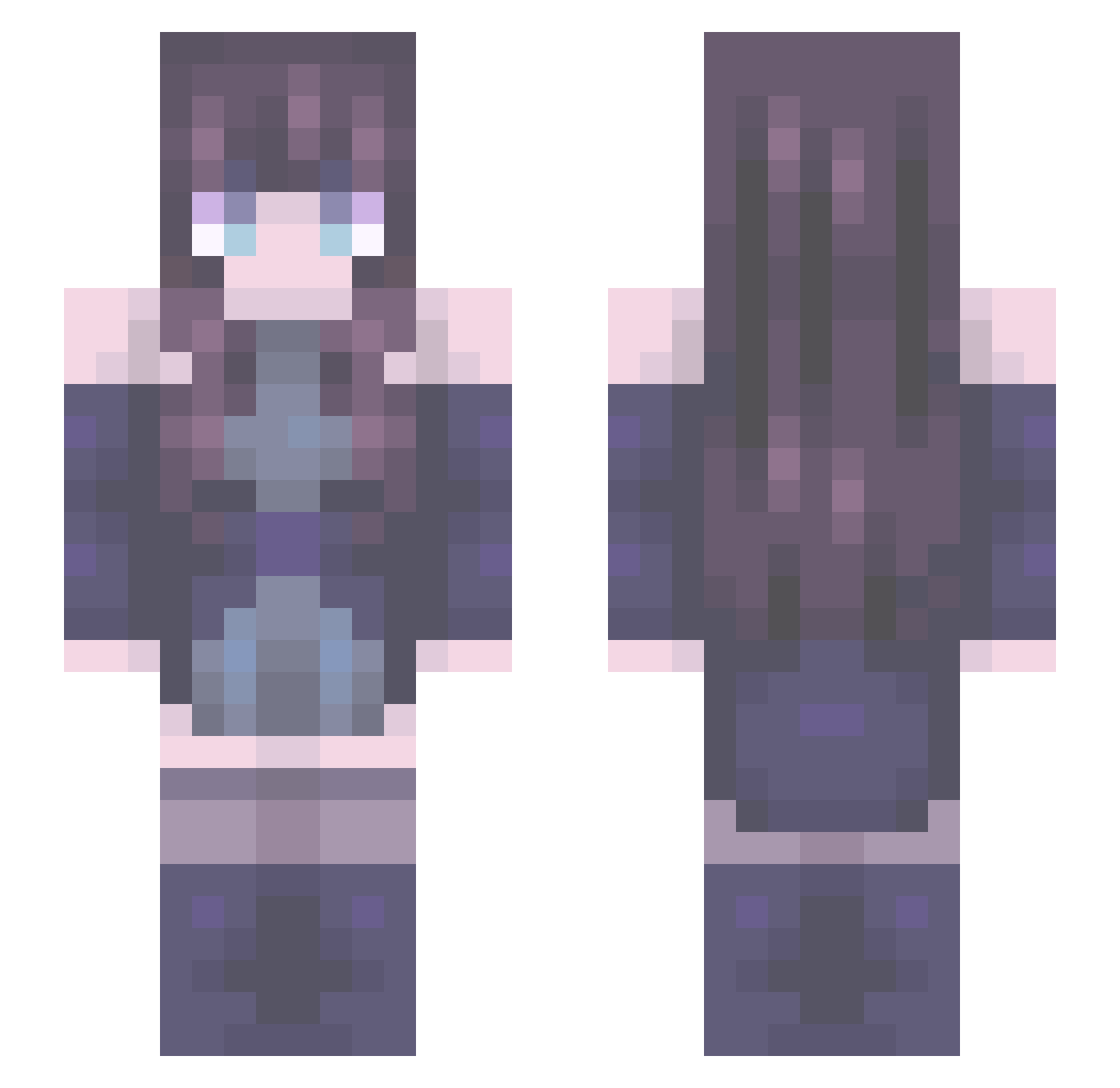Yuinop Minecraft skin, front and back view