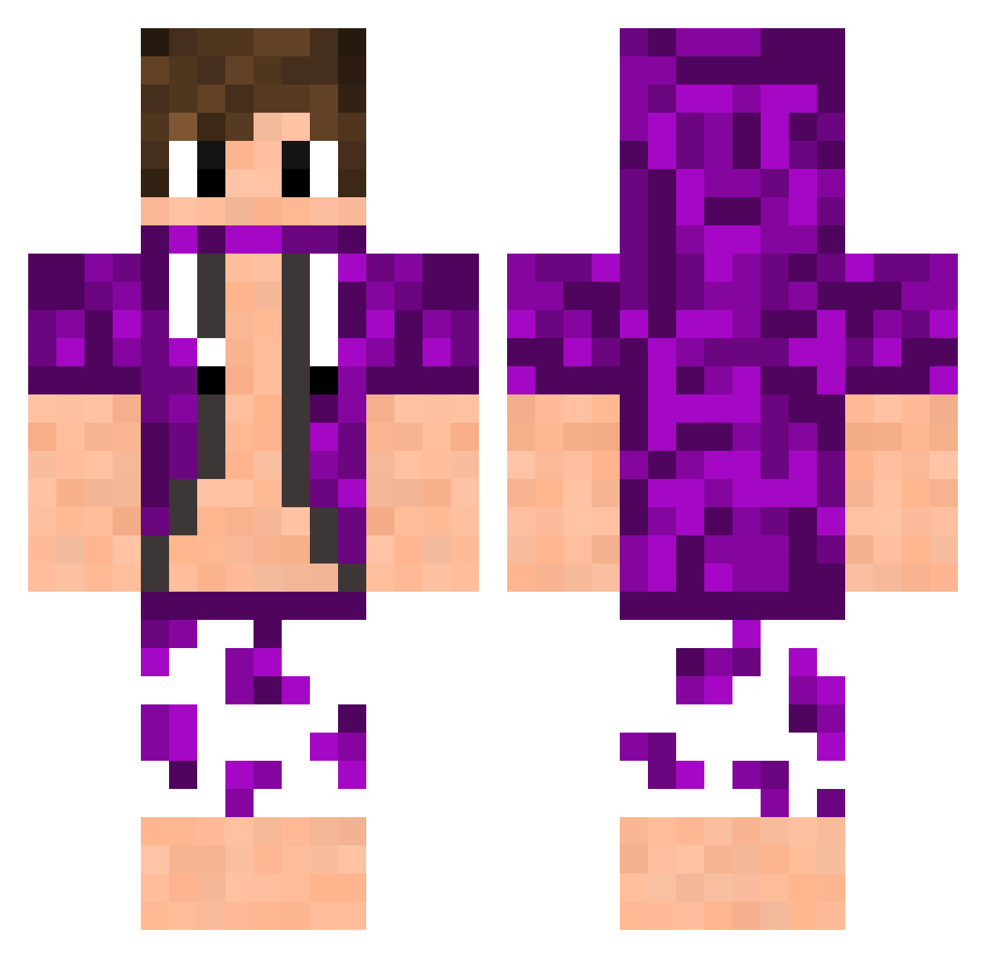 Pluk4z Minecraft skin, front and back view