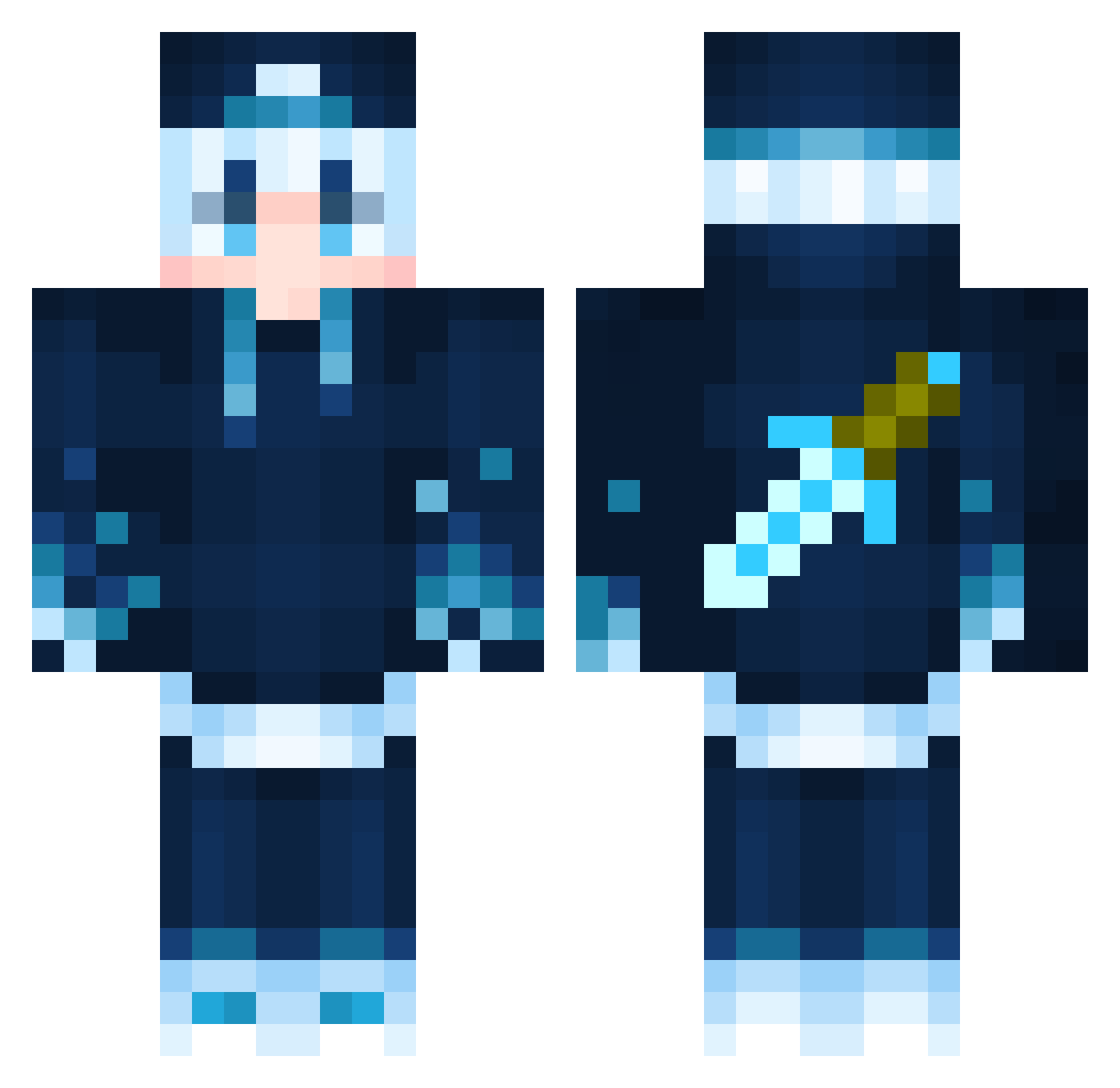 bluboi16 Minecraft skin, front and back view