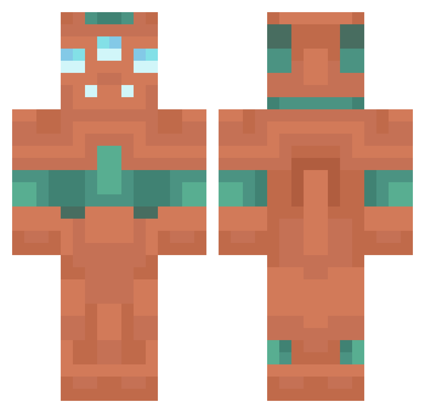 ___Copper___ Minecraft skin, front and back view