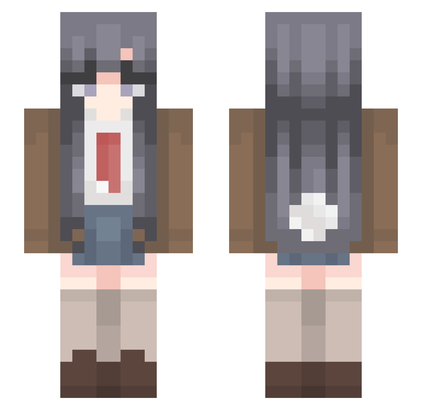 pxrser Minecraft skin, front and back view