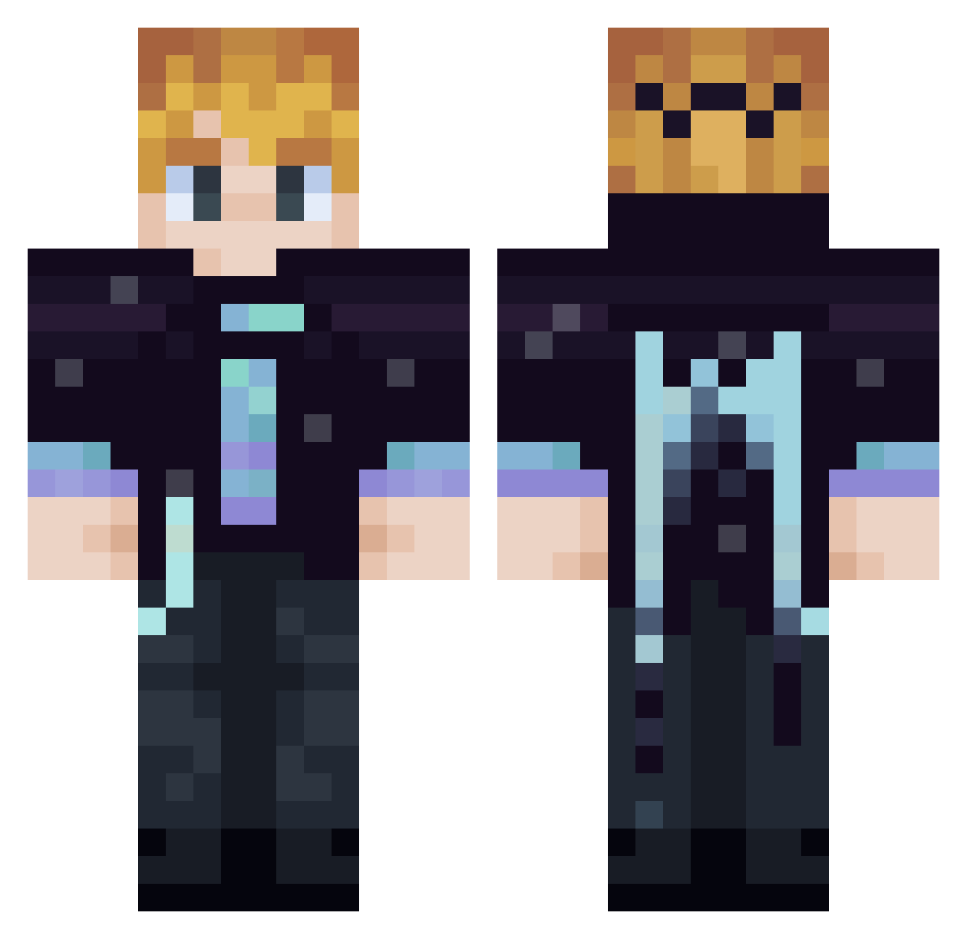 TheMegaFox Minecraft skin, front and back view
