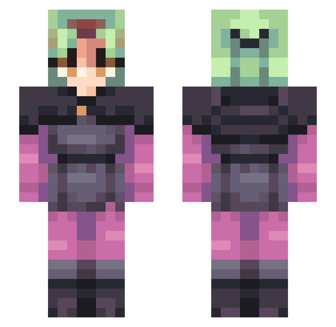 WillowC14 Minecraft skin, front and back view
