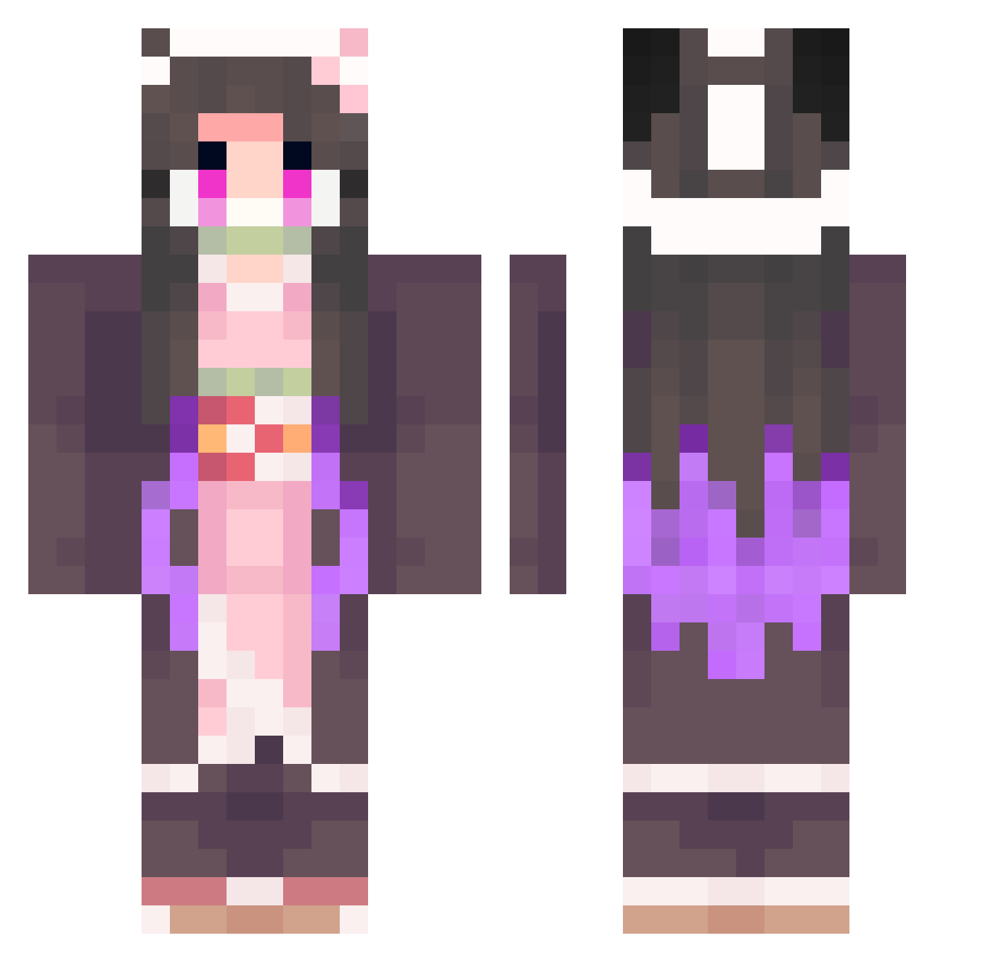 Pandawantslearn Minecraft skin, front and back view