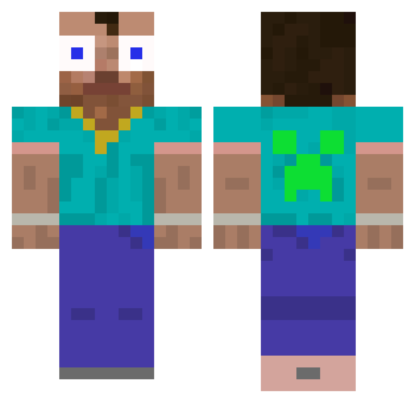 DotTriggered Minecraft skin, front and back view