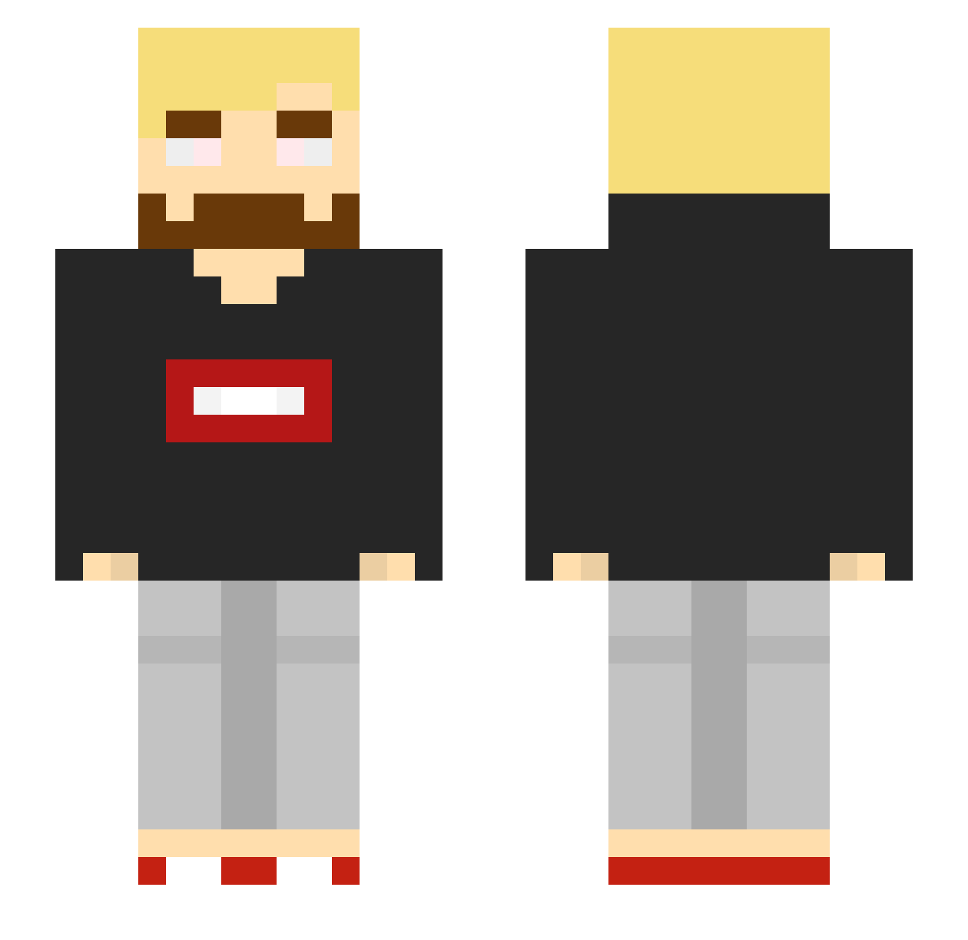 Quizapo Minecraft skin, front and back view