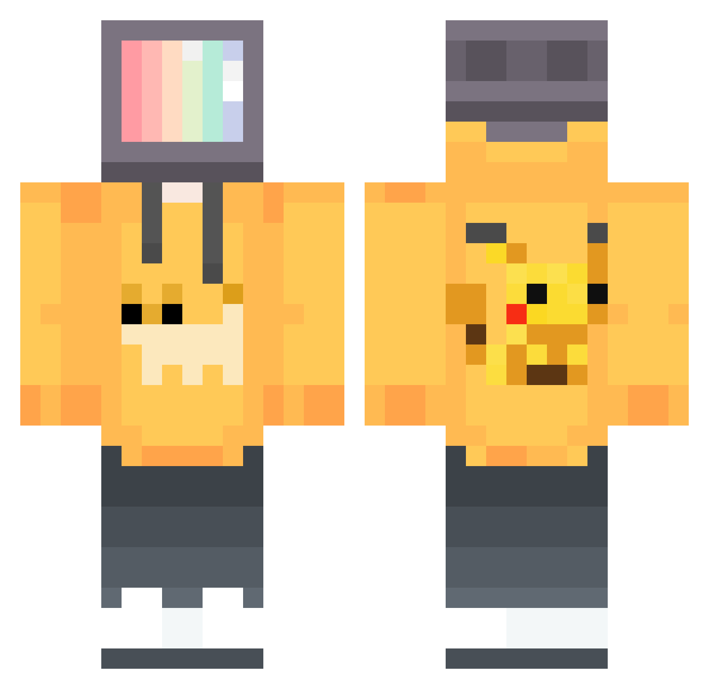 Exhalent Minecraft skin, front and back view