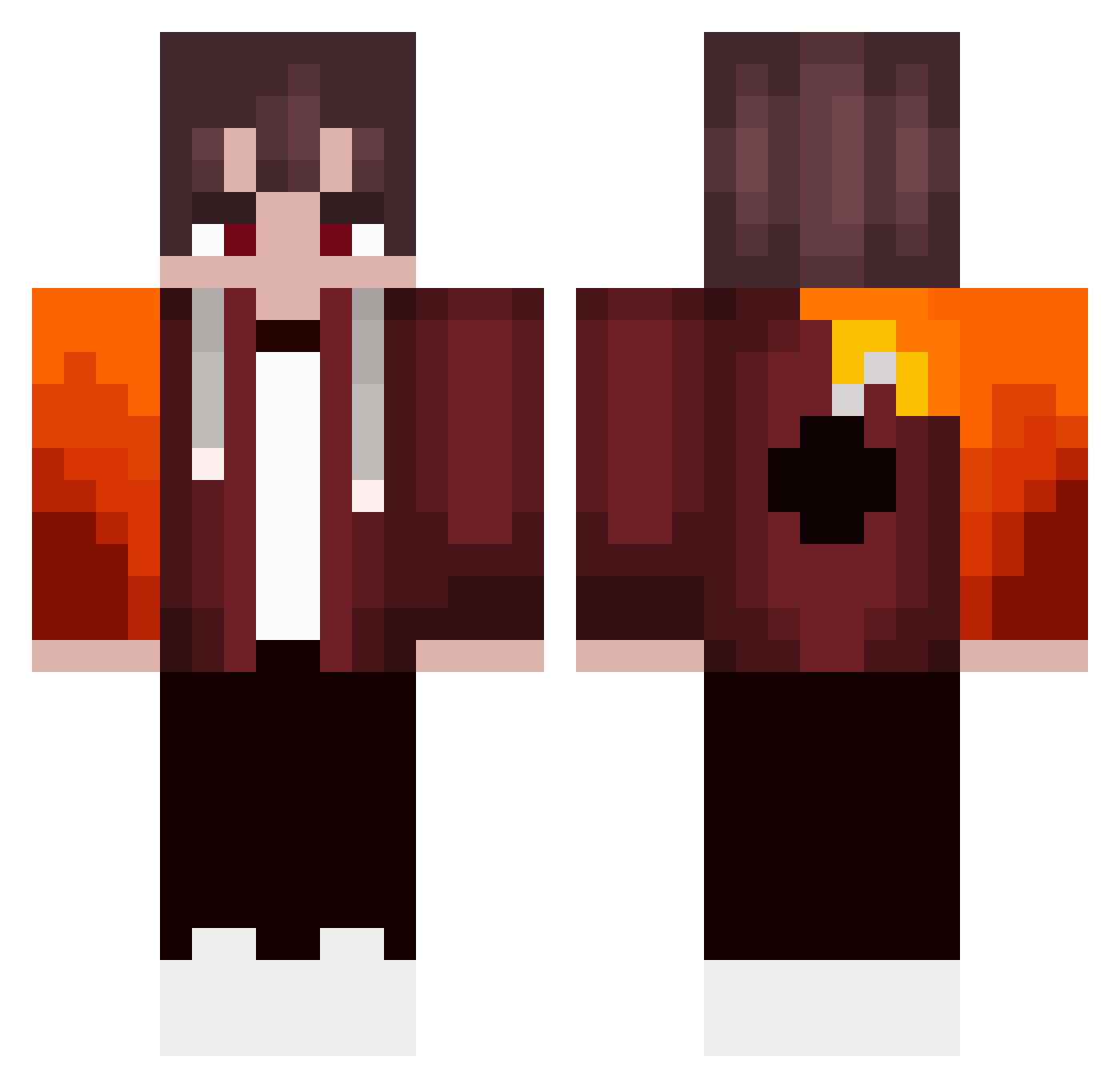 DoseOfFire Minecraft skin, front and back view
