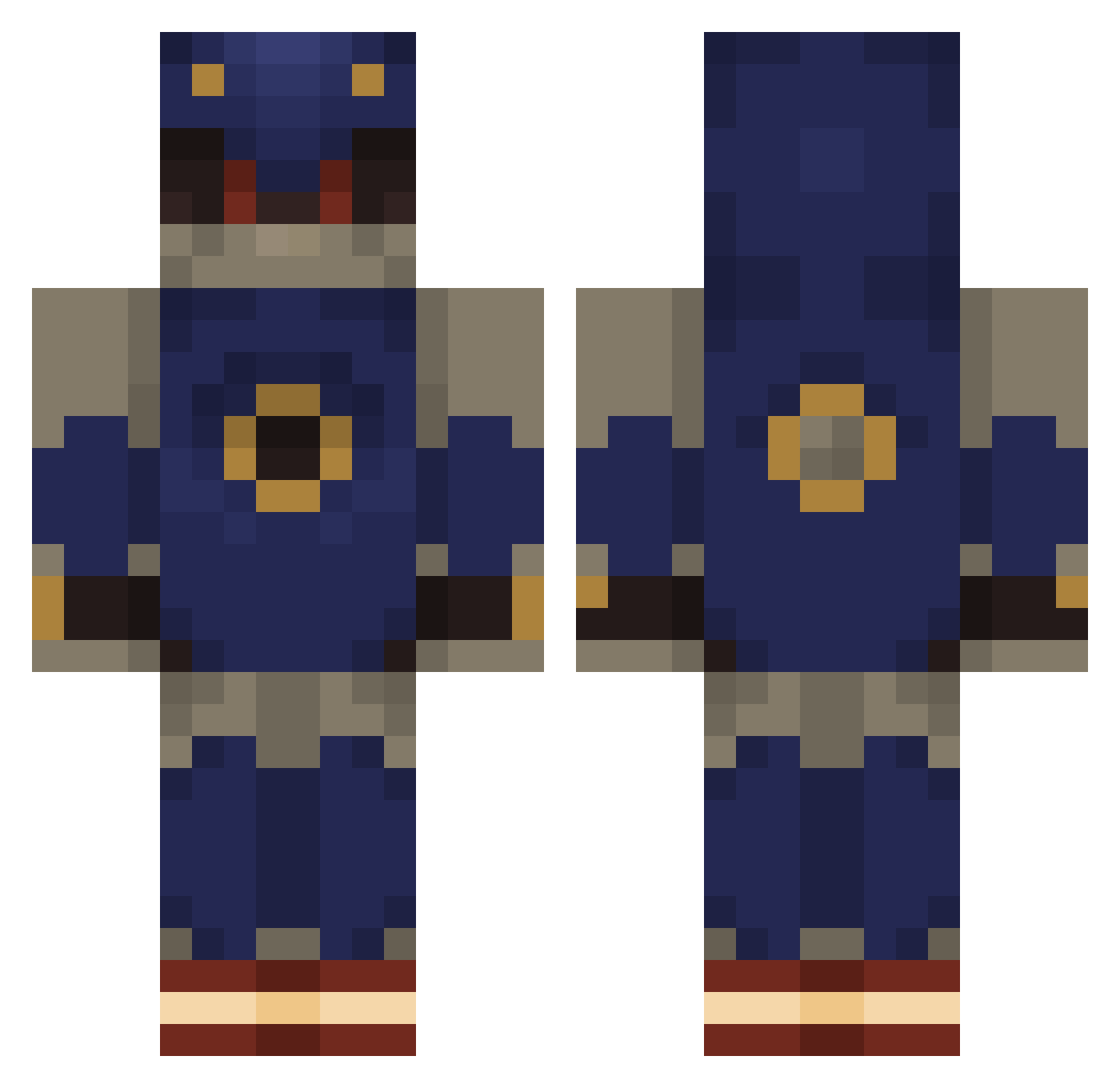Pug_Overlord Minecraft skin, front and back view