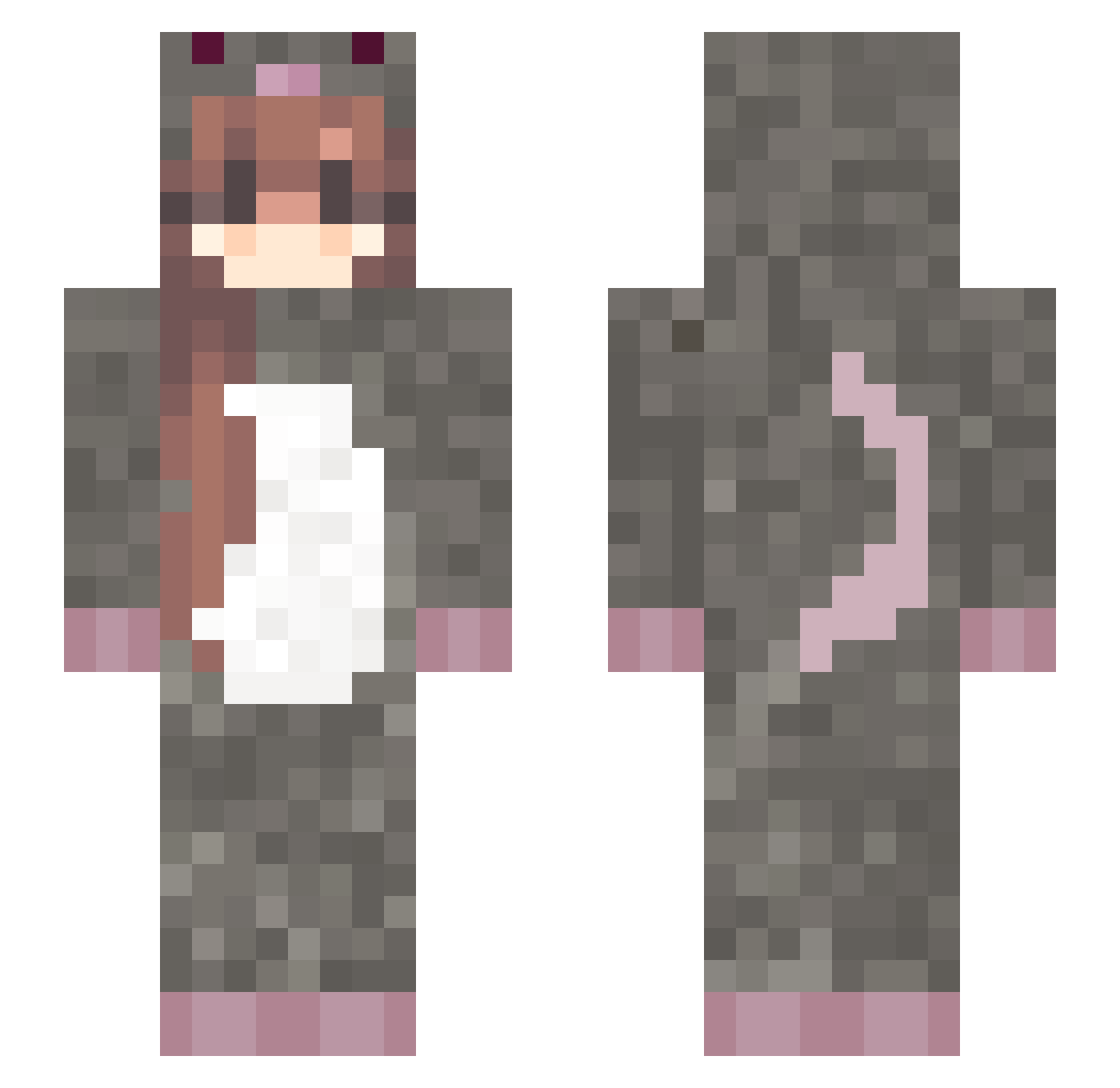 heartz4felix Minecraft skin, front and back view