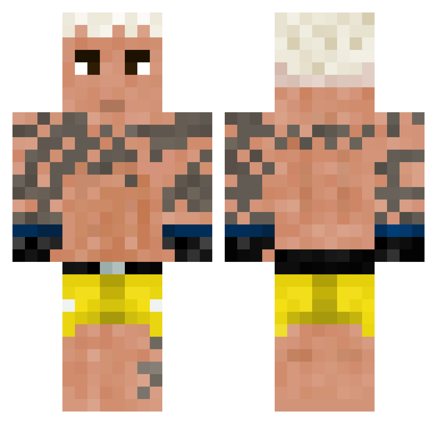 Thiiks Minecraft skin, front and back view