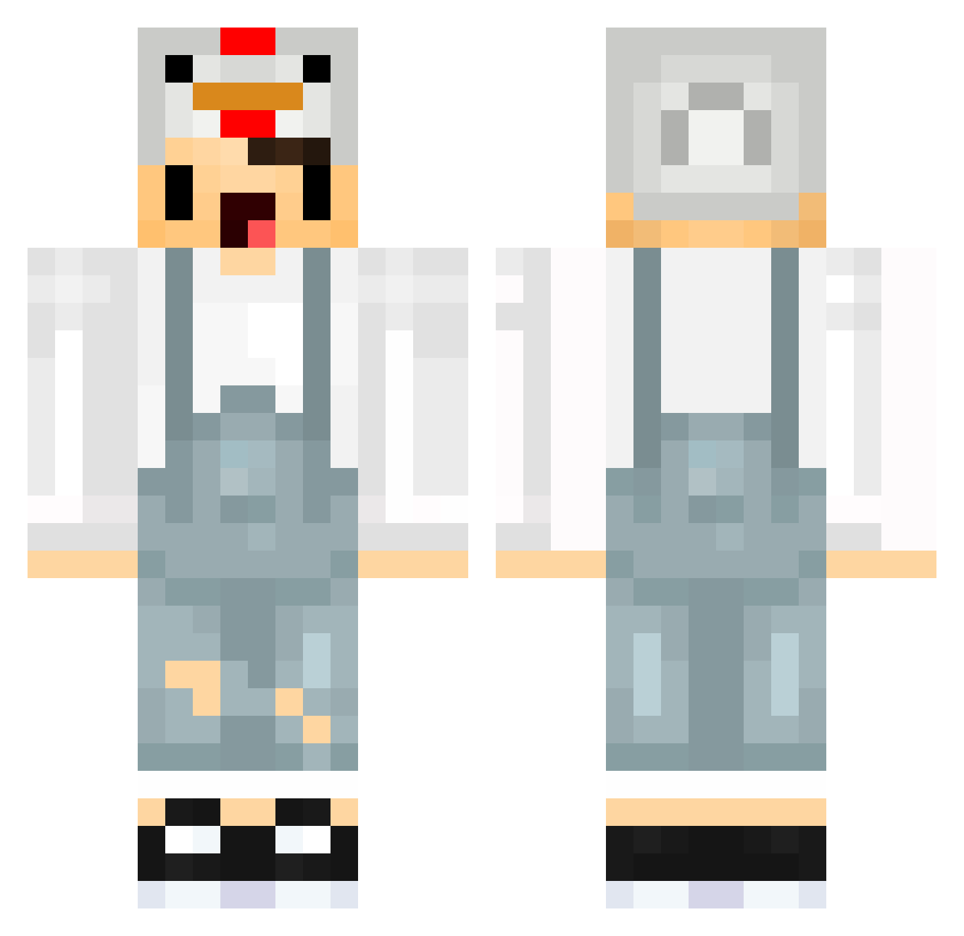 Pollito59 Minecraft skin, front and back view