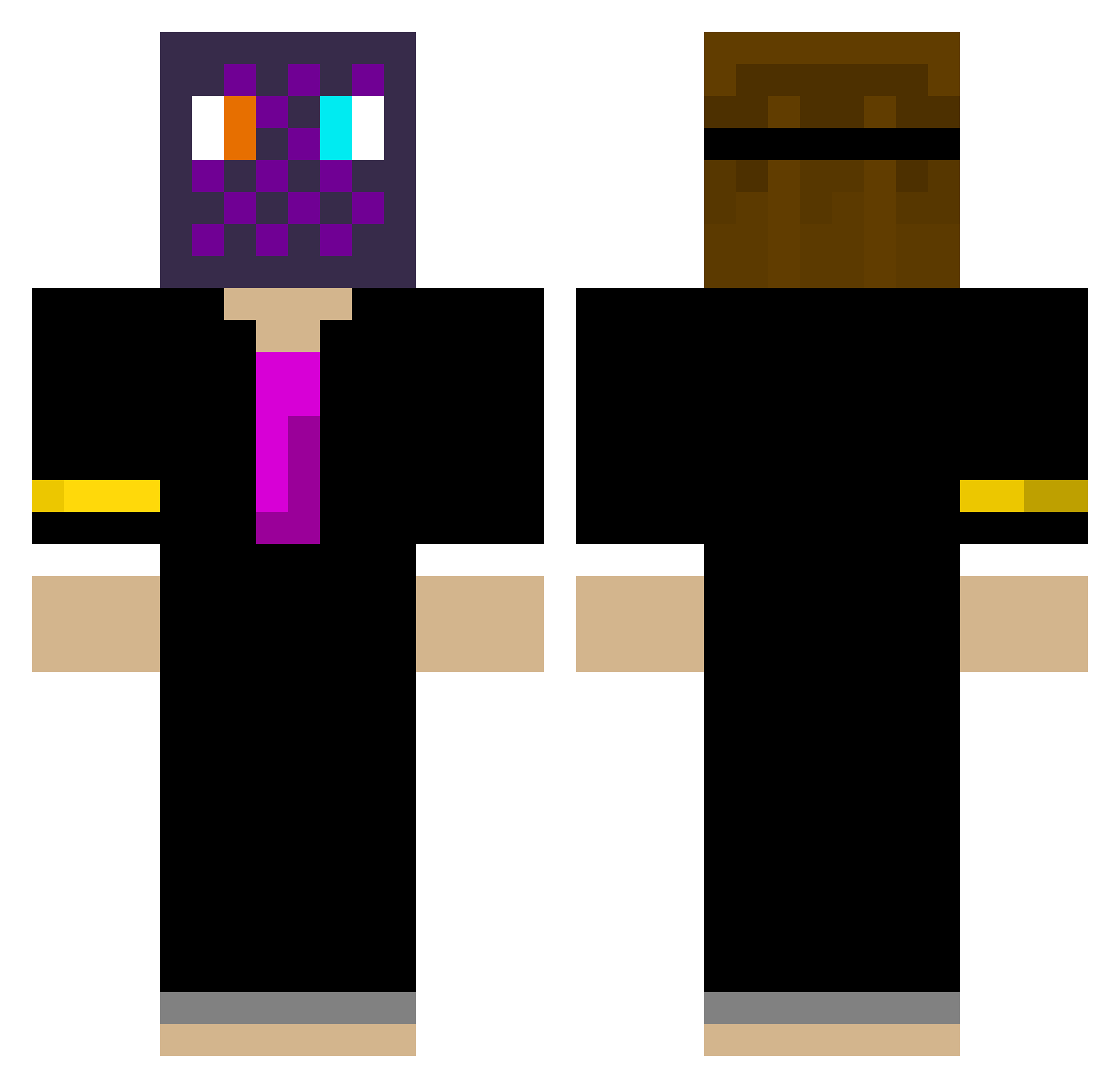 V0listic Minecraft skin, front and back view