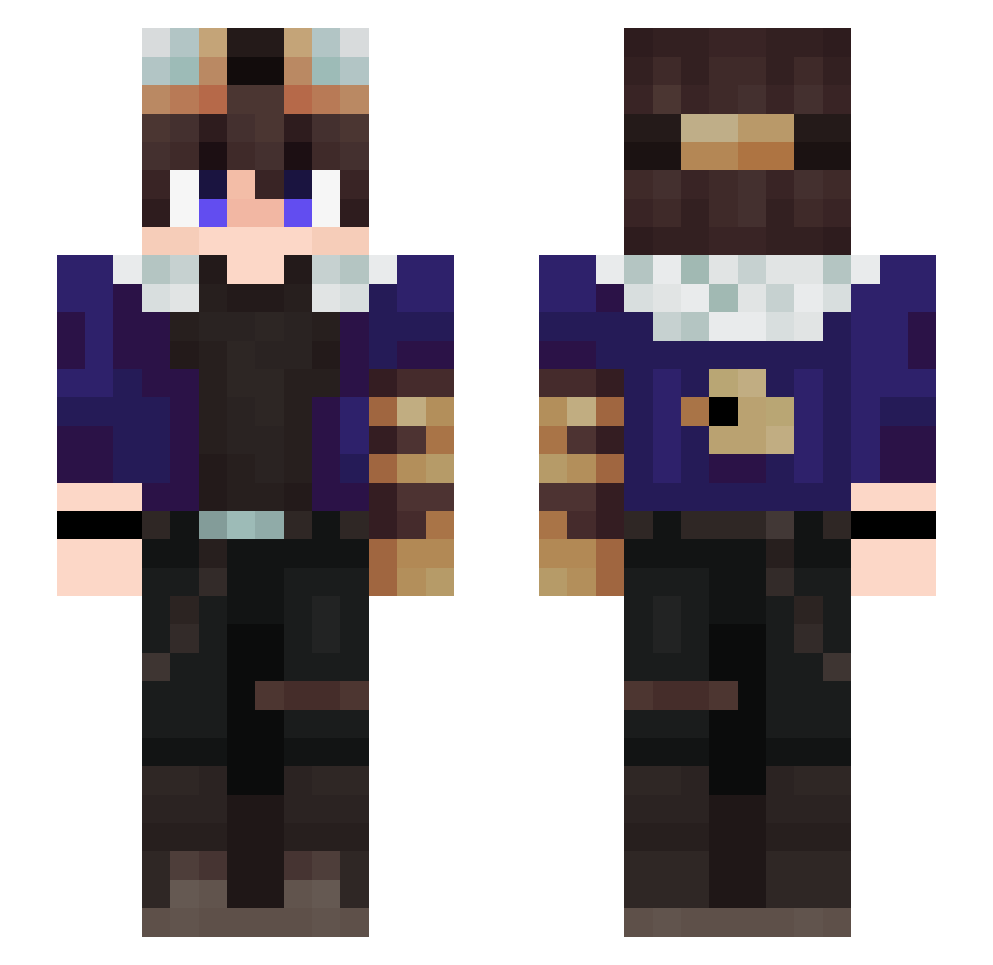XwDw Minecraft skin, front and back view