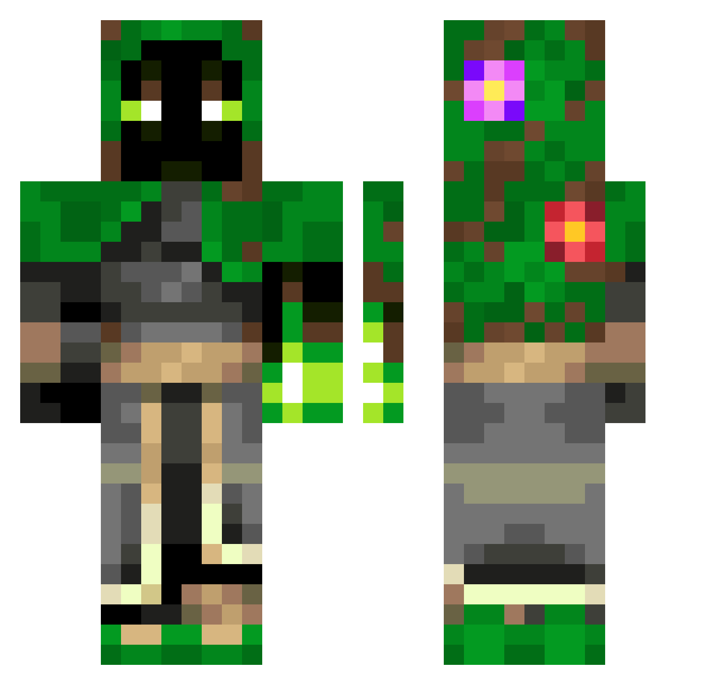 BuckNastiee Minecraft skin, front and back view