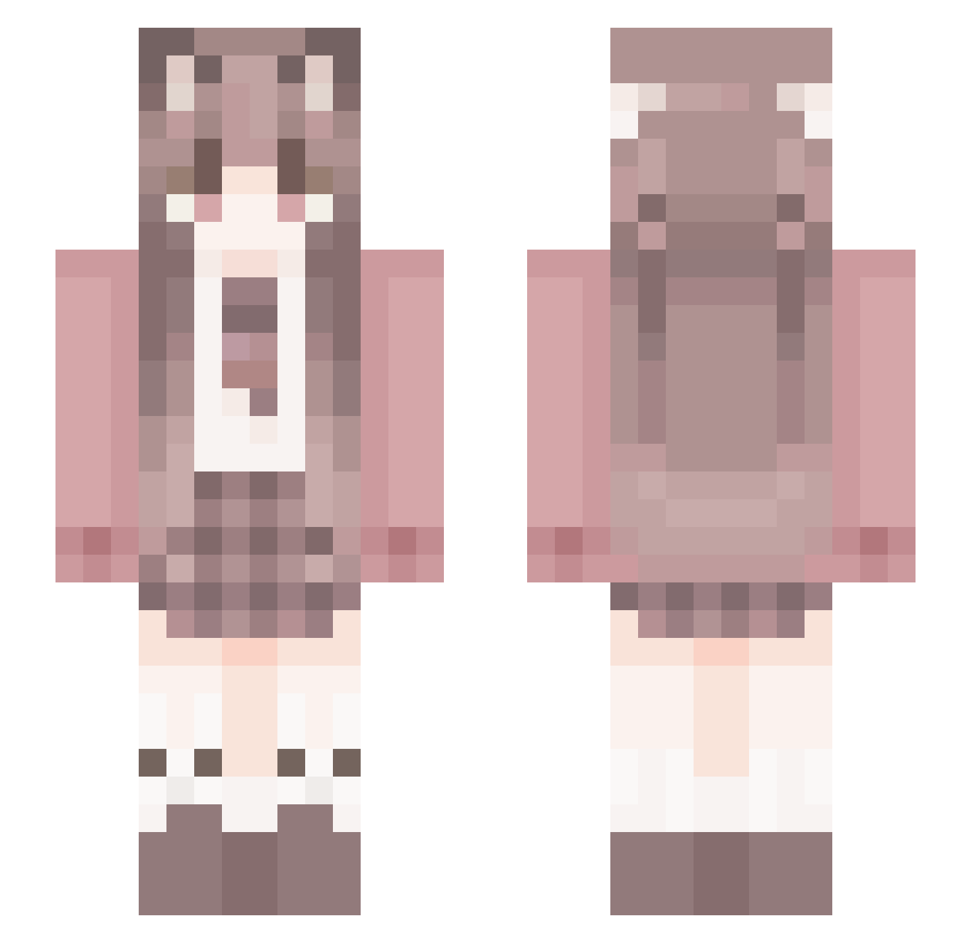 TakinaQWQ Minecraft skin, front and back view