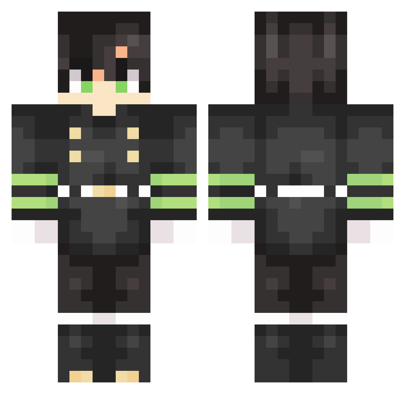 Drasg Minecraft skin, front and back view