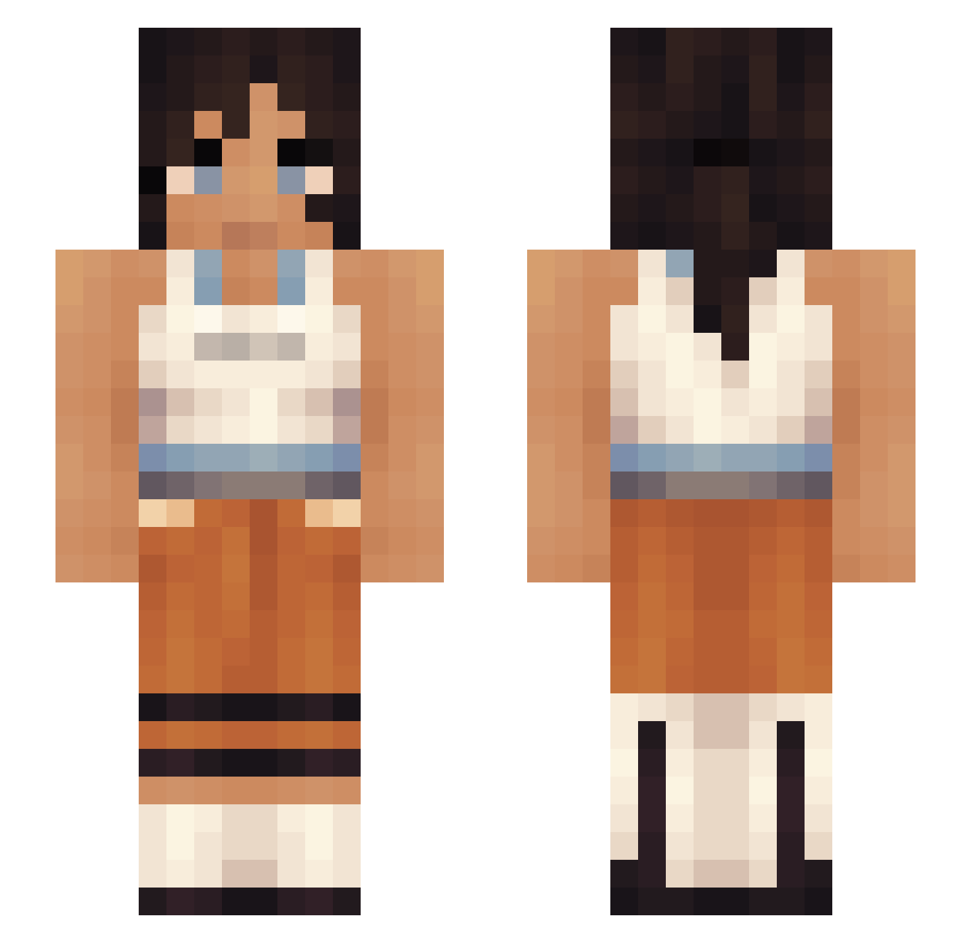 SrTomato123 Minecraft skin, front and back view